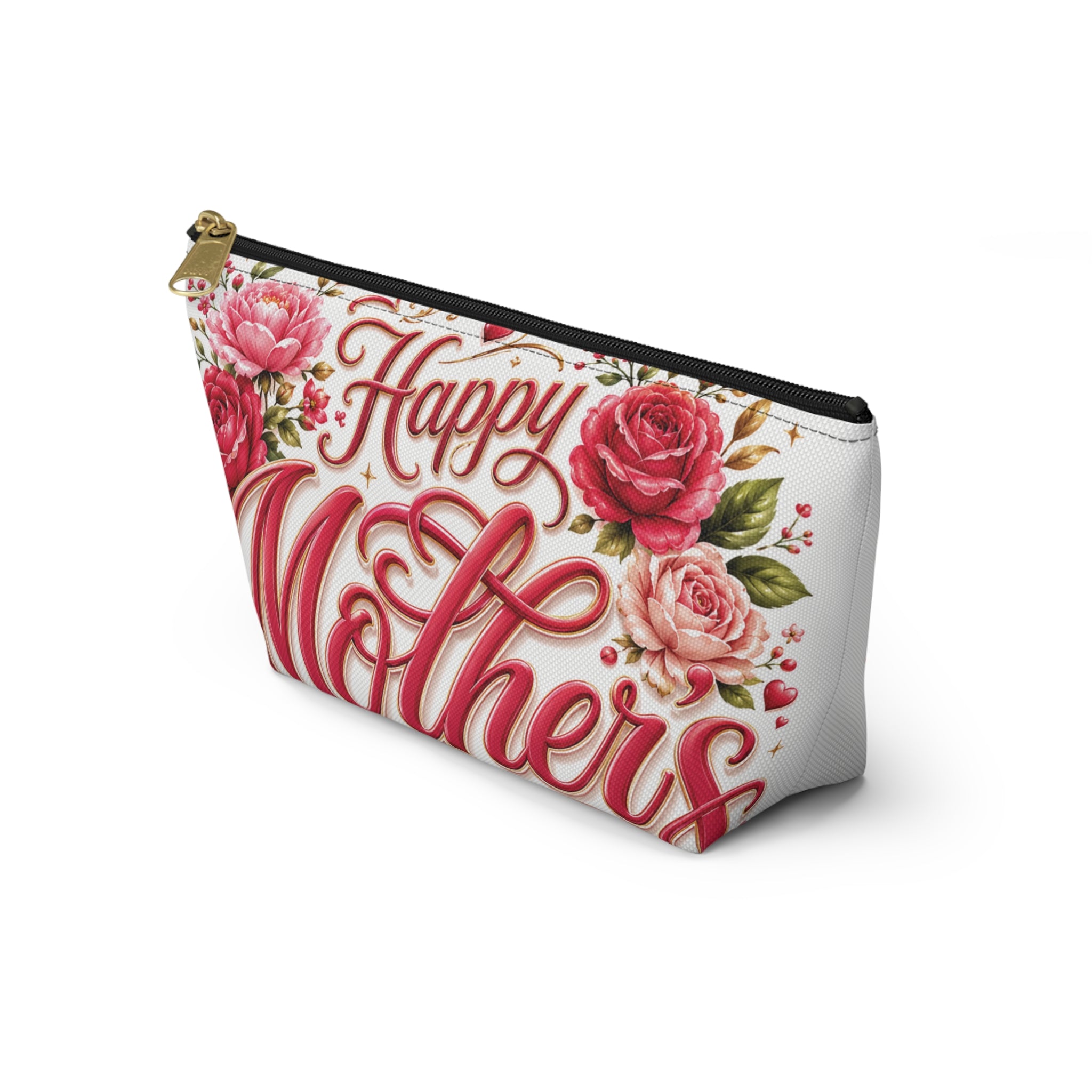 Mother’s Day Accessory Pouch - “Happy Mothers Day • Best Mom Ever” Floral Cosmetic Bag