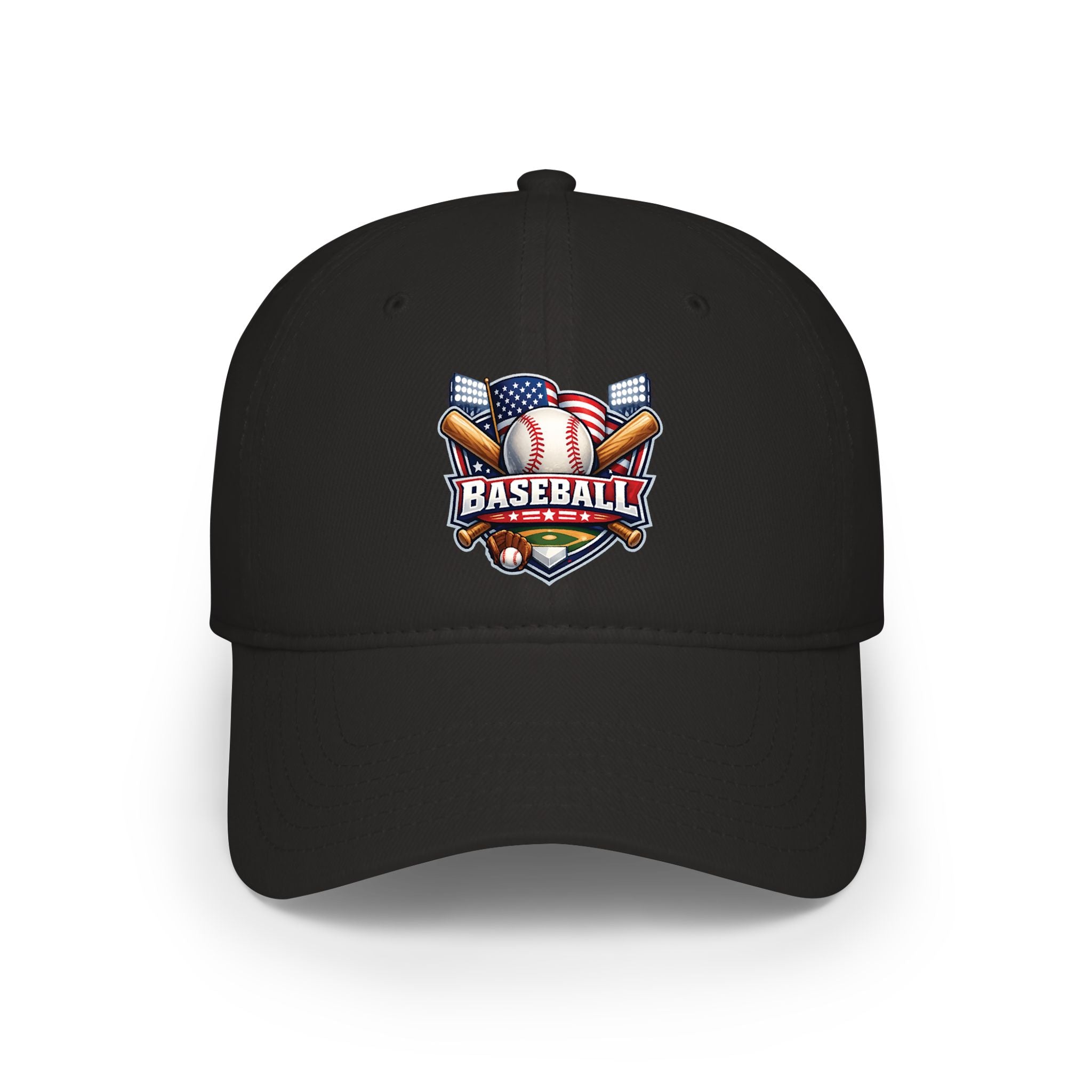 Baseball Emblem Low Profile Cap - Patriotic Baseball Hat