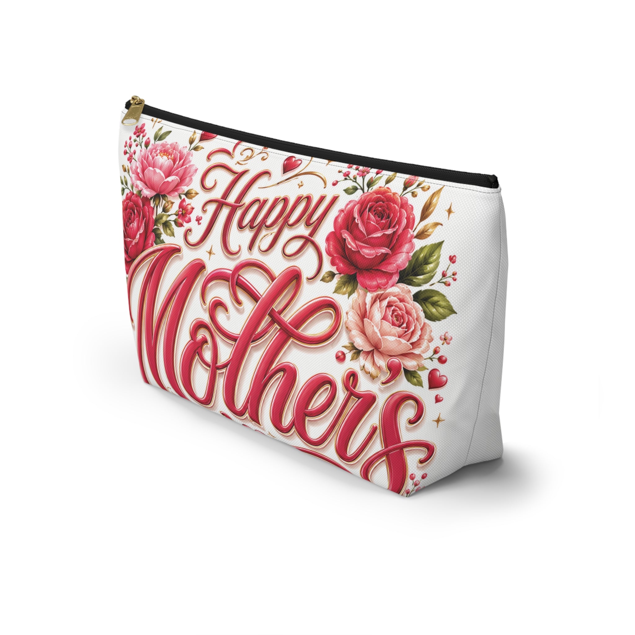 Mother’s Day Accessory Pouch - “Happy Mothers Day • Best Mom Ever” Floral Cosmetic Bag