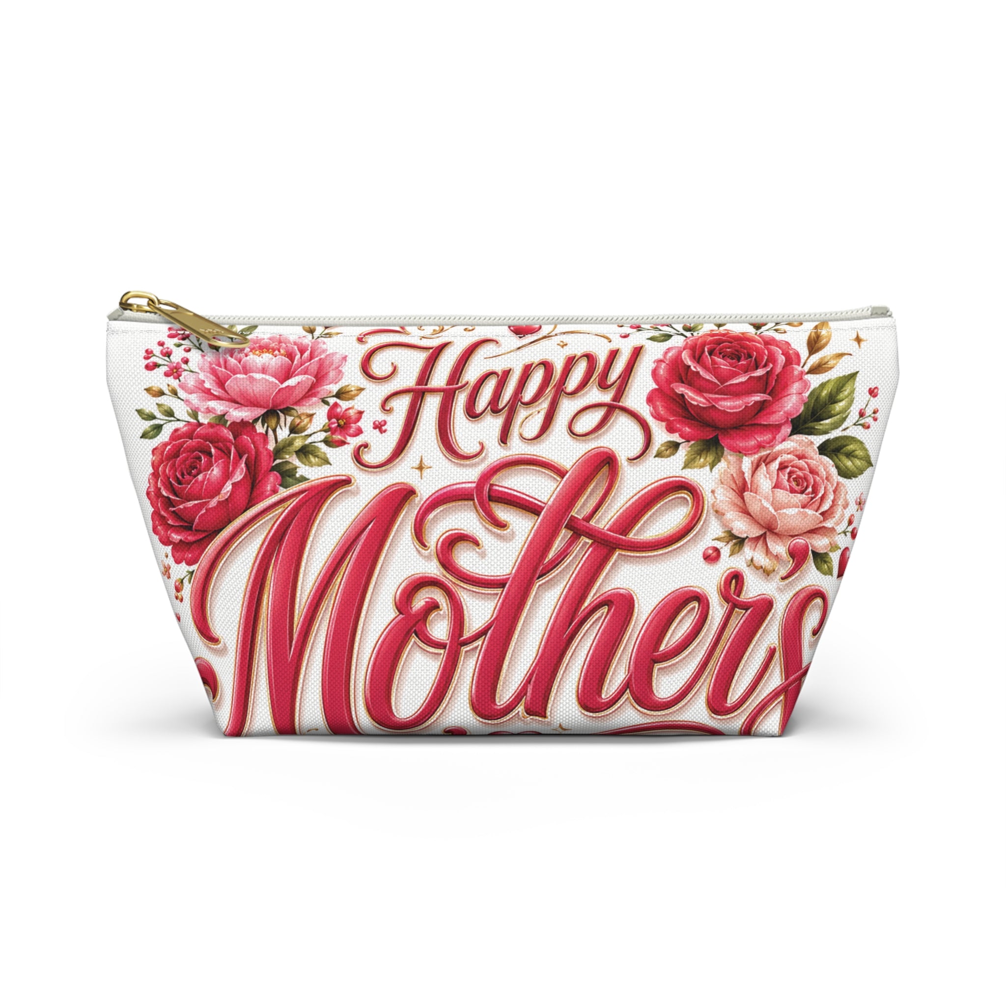 Mother’s Day Accessory Pouch - “Happy Mothers Day • Best Mom Ever” Floral Cosmetic Bag