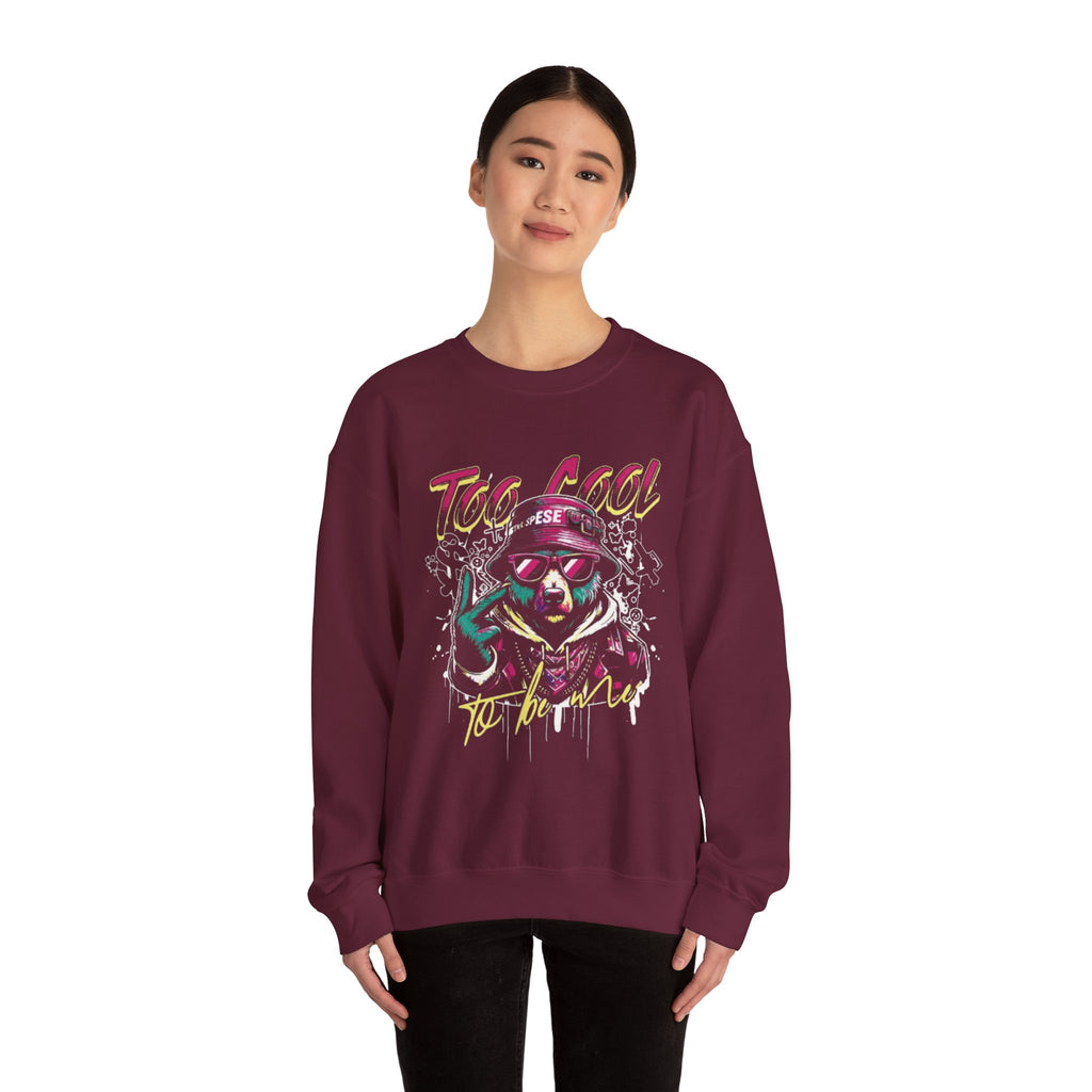 Crewneck Sweatshirt - 'Too Cool to Be Nice' Retro Bear Streetwear