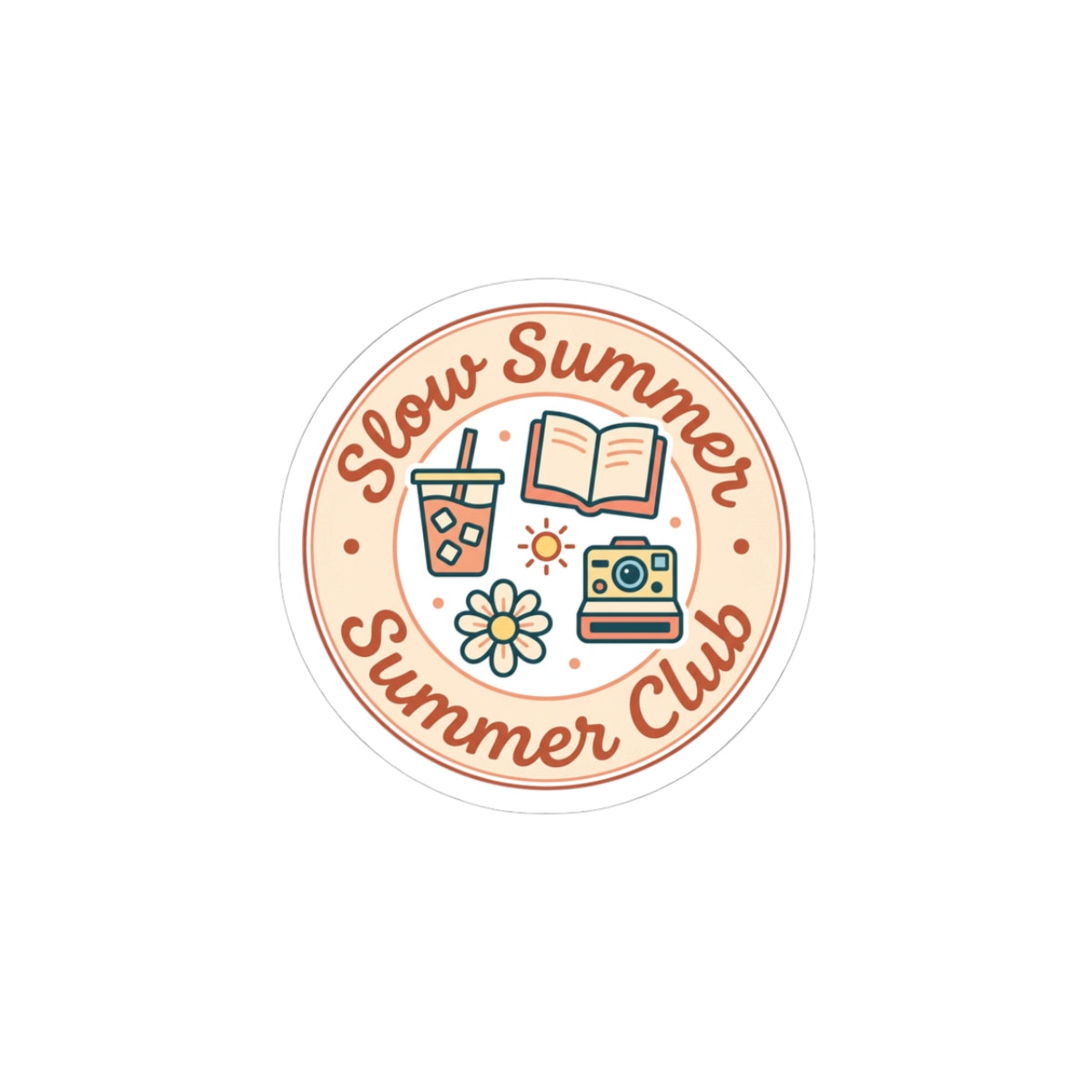 Slow Summer Club Kiss-Cut Stickers | summer aesthetic, pastel coastal vibes