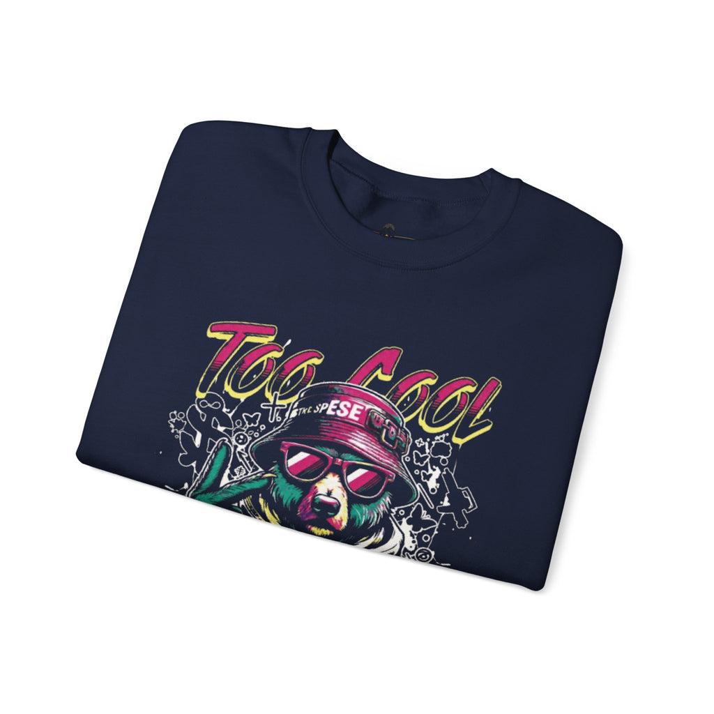 Crewneck Sweatshirt - 'Too Cool to Be Nice' Retro Bear Streetwear