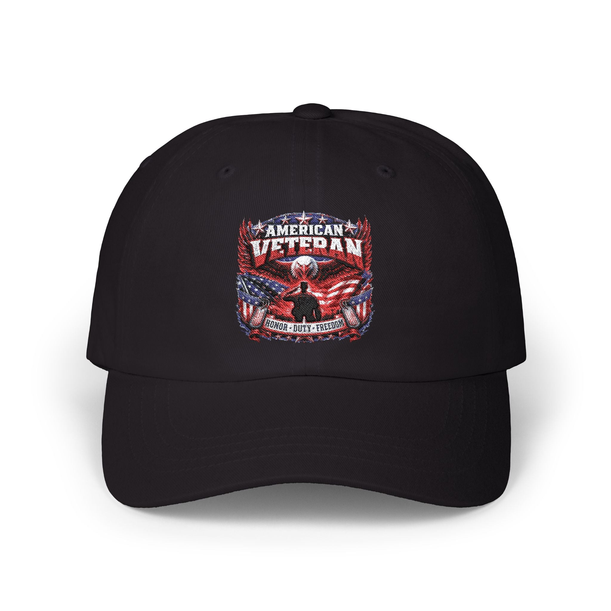 American Veteran Dad Cap - Patriotic Flag Embroidered Baseball Hat