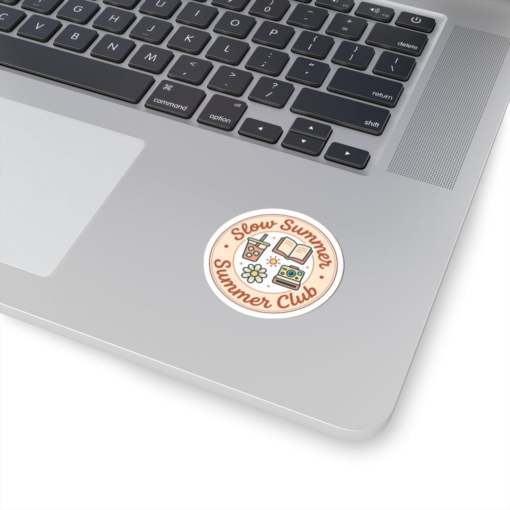 Slow Summer Club Kiss-Cut Stickers | summer aesthetic, pastel coastal vibes