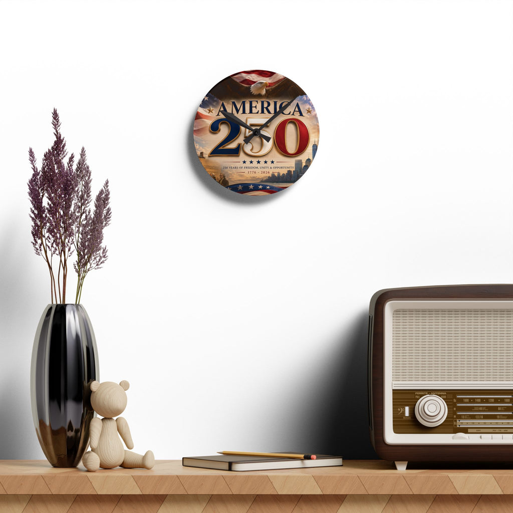 America 250 Acrylic Wall Clock - Patriotic 1776–2026 Commemorative Clock