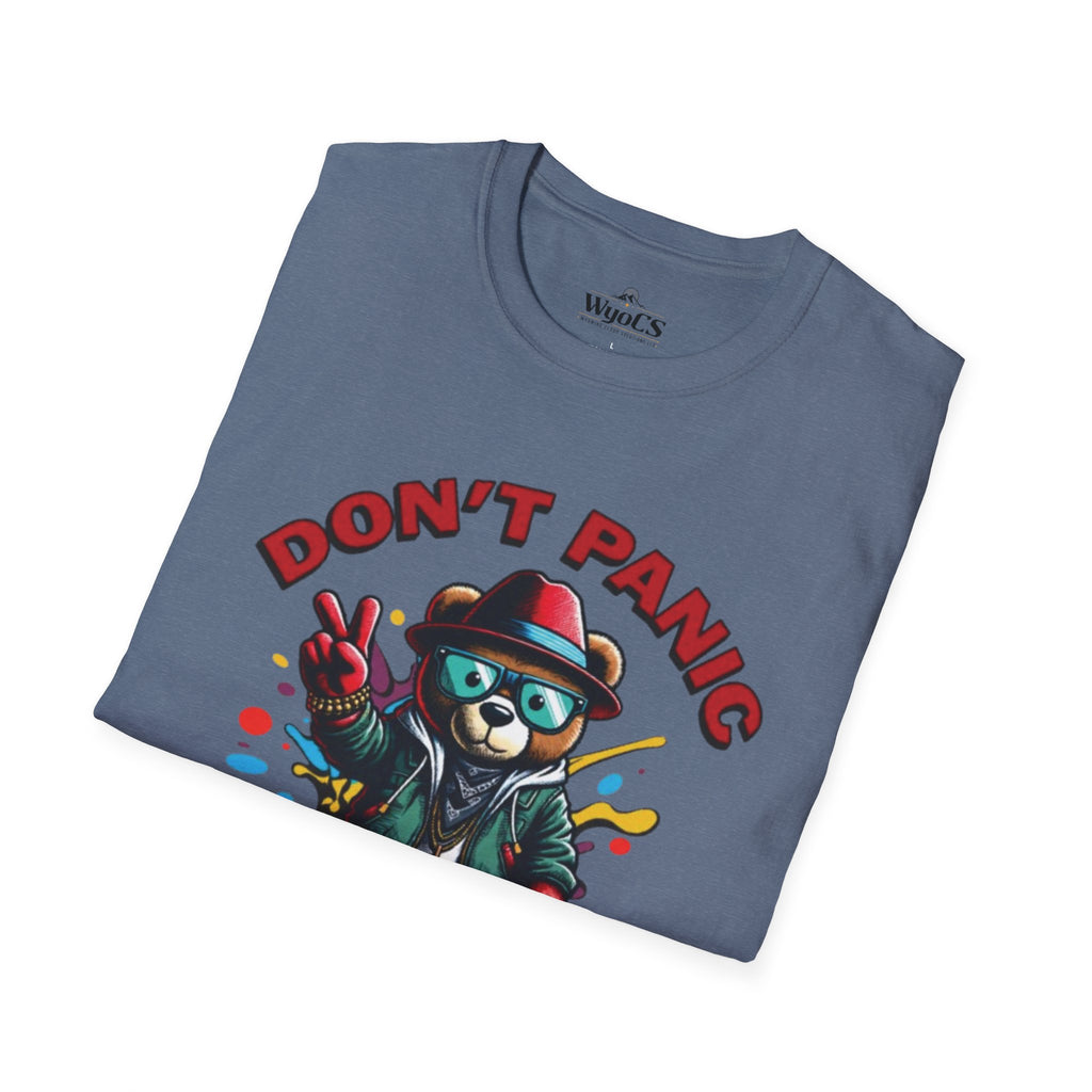 Don't Panic Stay Cool T-Shirt - Retro Skate Bear Graphic Tee