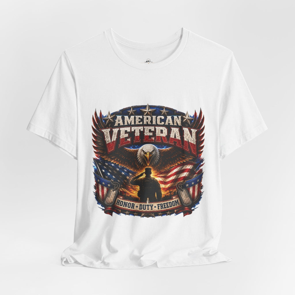 American Veteran T-Shirt - Honor Duty Freedom Patriotic Tee
