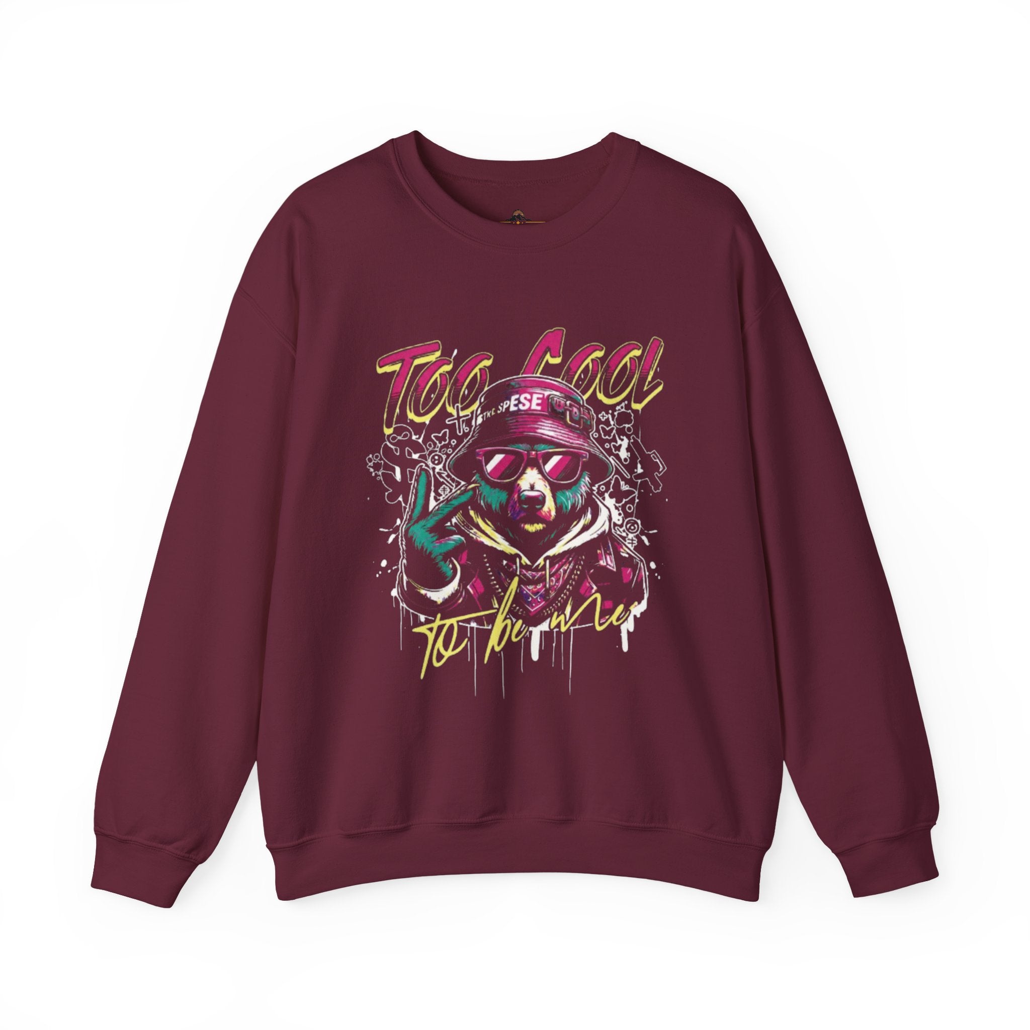 Crewneck Sweatshirt - 'Too Cool to Be Nice' Retro Bear Streetwear