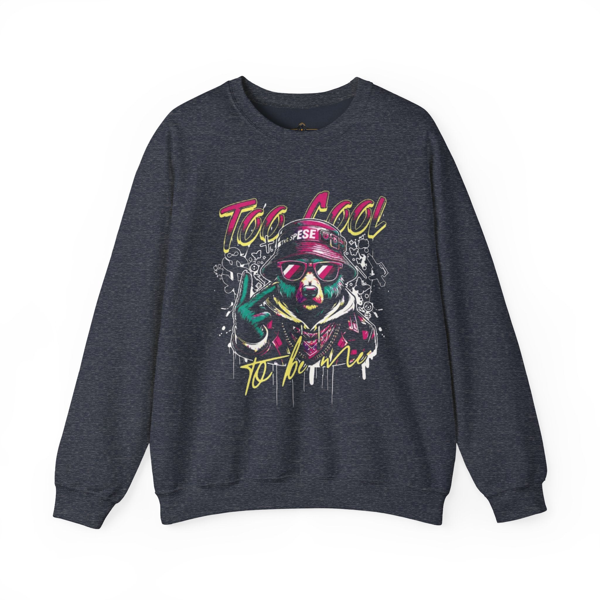 Crewneck Sweatshirt - 'Too Cool to Be Nice' Retro Bear Streetwear