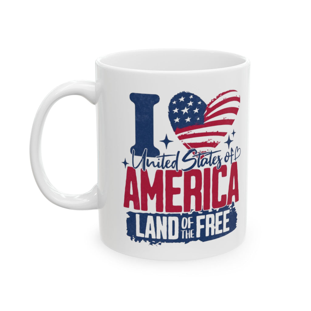 Patriotic 'Land of the Free' Ceramic Mug (11oz & 15oz)
