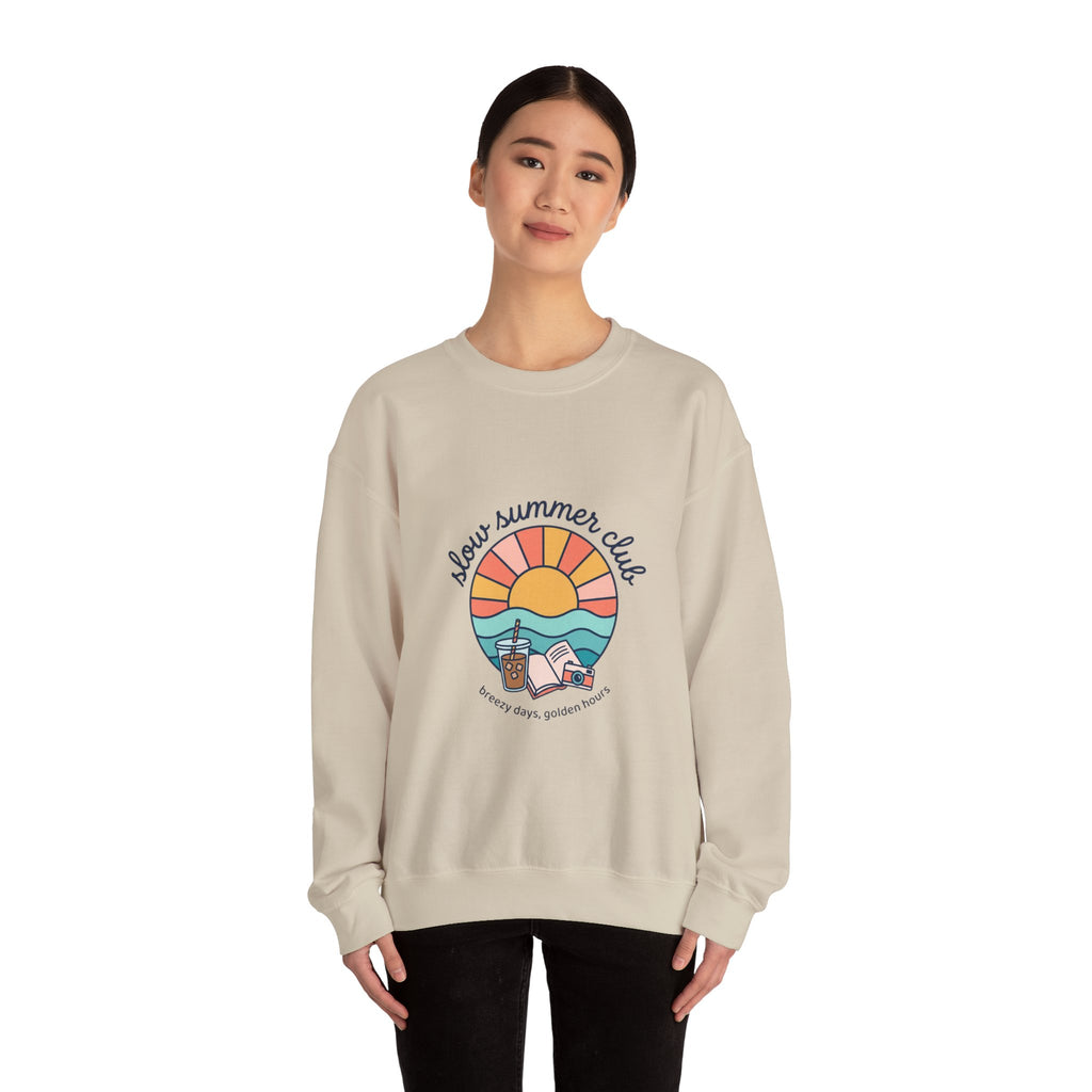sunset beach crest Crewneck Sweatshirt | summer aesthetic, retro pastel