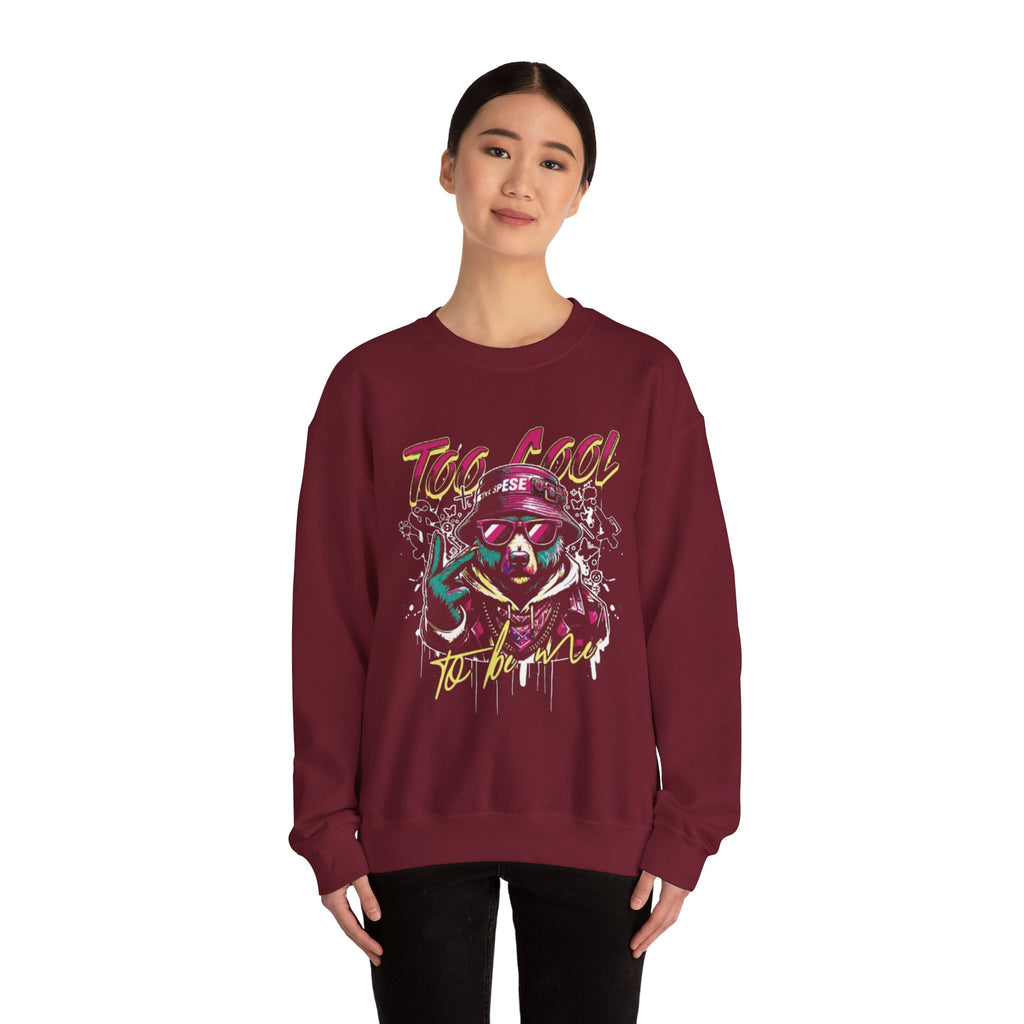 Crewneck Sweatshirt - 'Too Cool to Be Nice' Retro Bear Streetwear