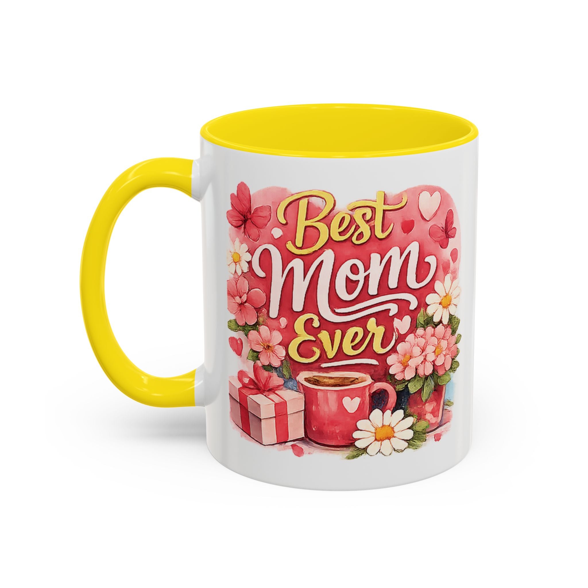 Mother's Day Coffee Mug - Happy Mother's Day Mom Gift with Floral Illustration (11/15oz)
