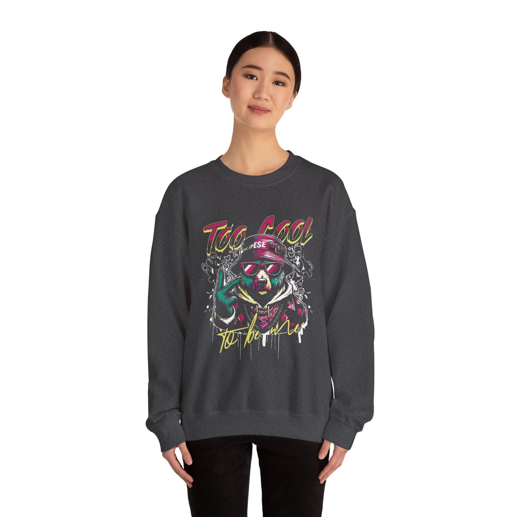 Crewneck Sweatshirt - 'Too Cool to Be Nice' Retro Bear Streetwear