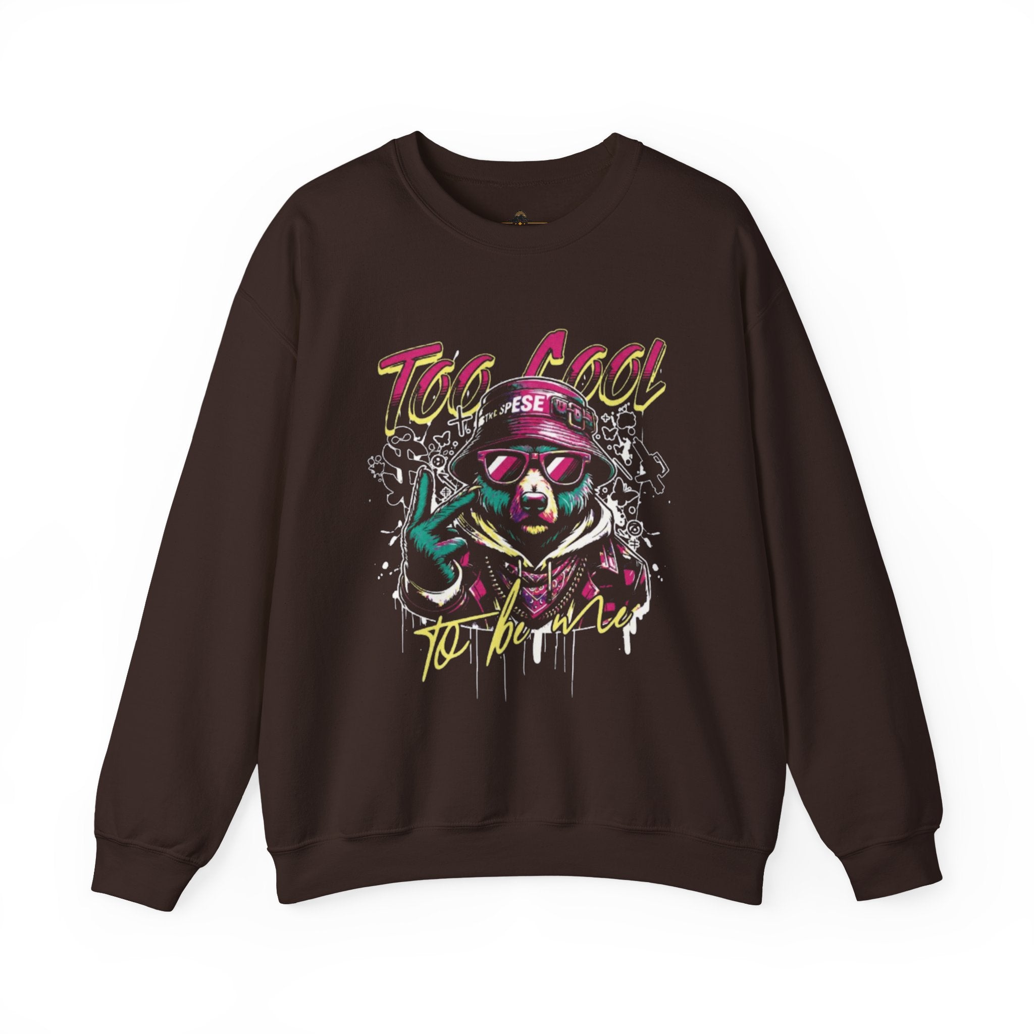 Crewneck Sweatshirt - 'Too Cool to Be Nice' Retro Bear Streetwear
