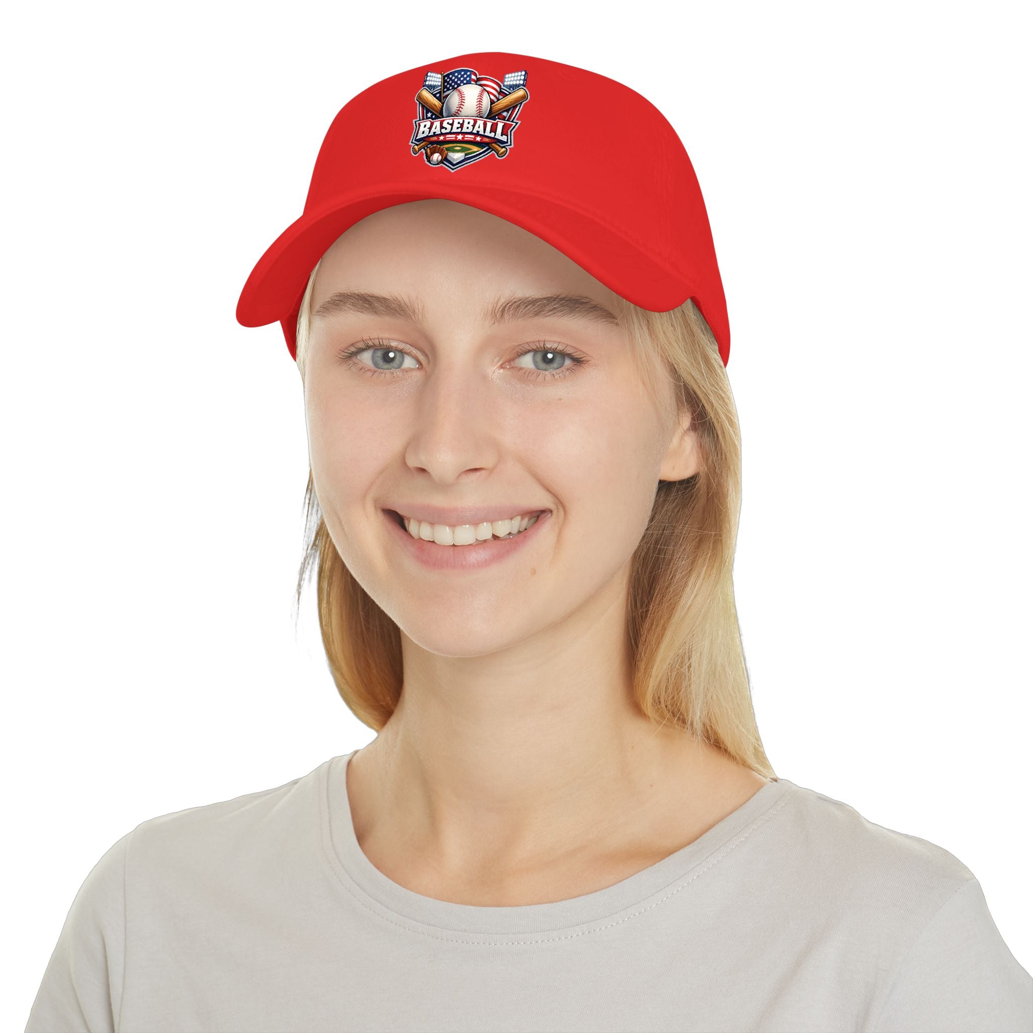 Baseball Emblem Low Profile Cap - Patriotic Baseball Hat