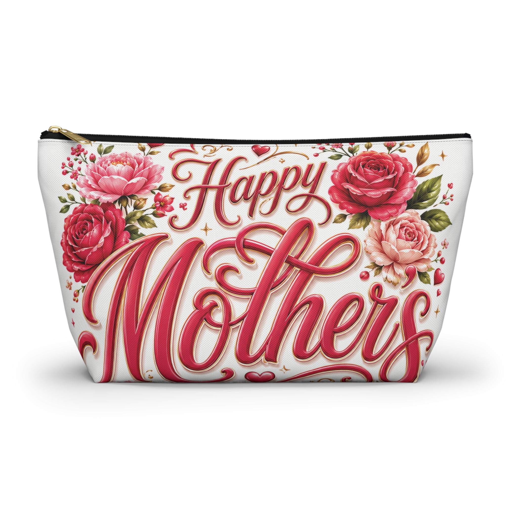 Mother’s Day Accessory Pouch - “Happy Mothers Day • Best Mom Ever” Floral Cosmetic Bag
