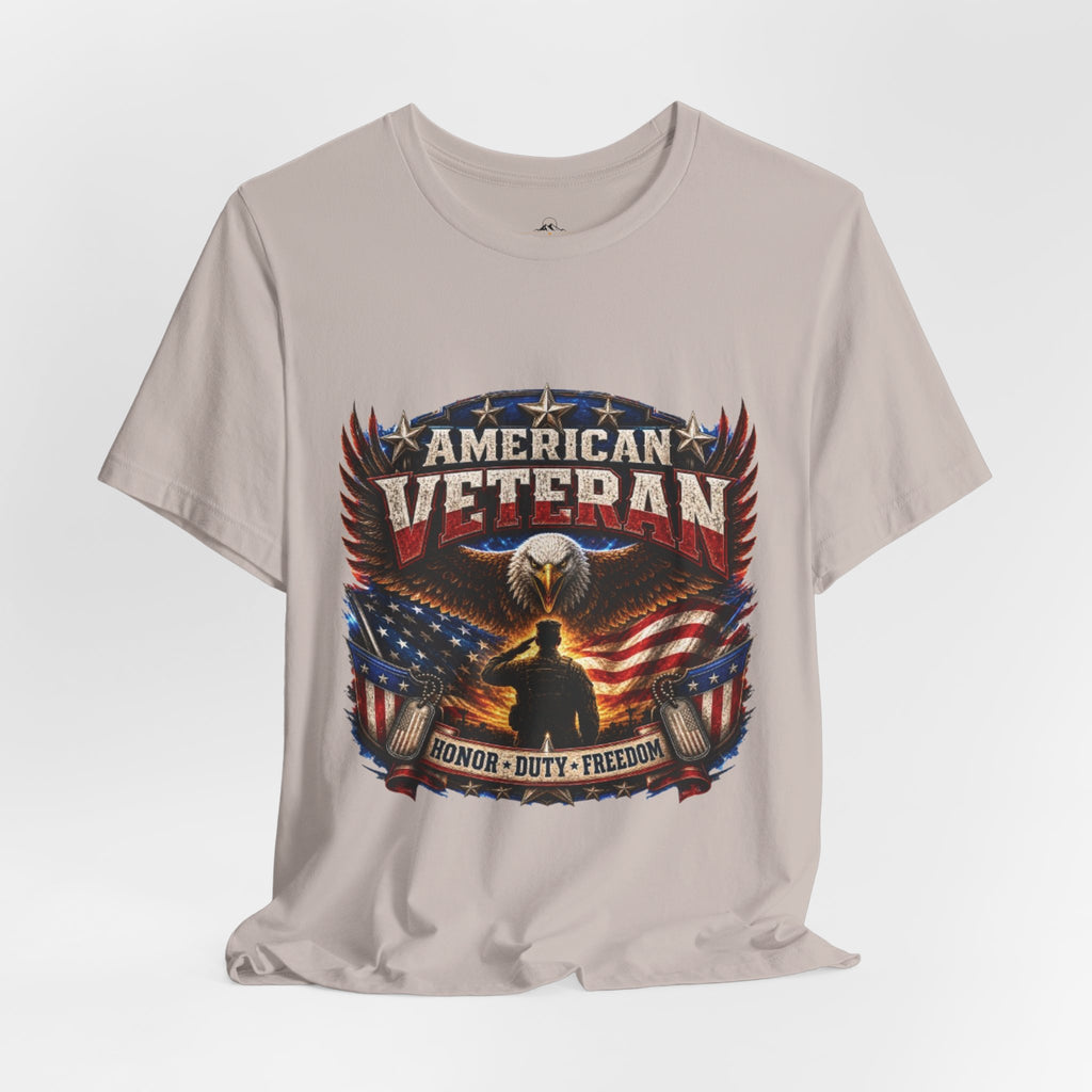 American Veteran T-Shirt - Honor Duty Freedom Patriotic Tee