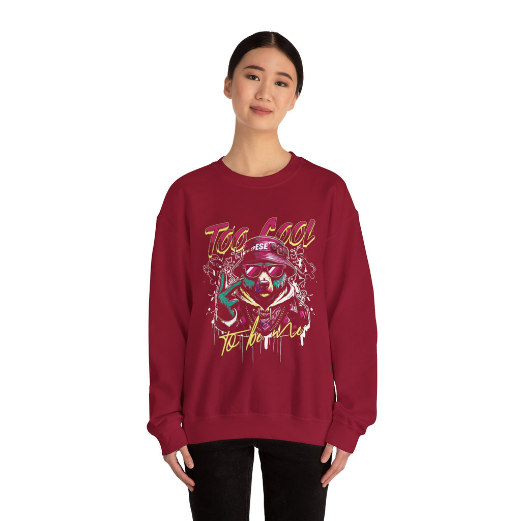 Crewneck Sweatshirt - 'Too Cool to Be Nice' Retro Bear Streetwear