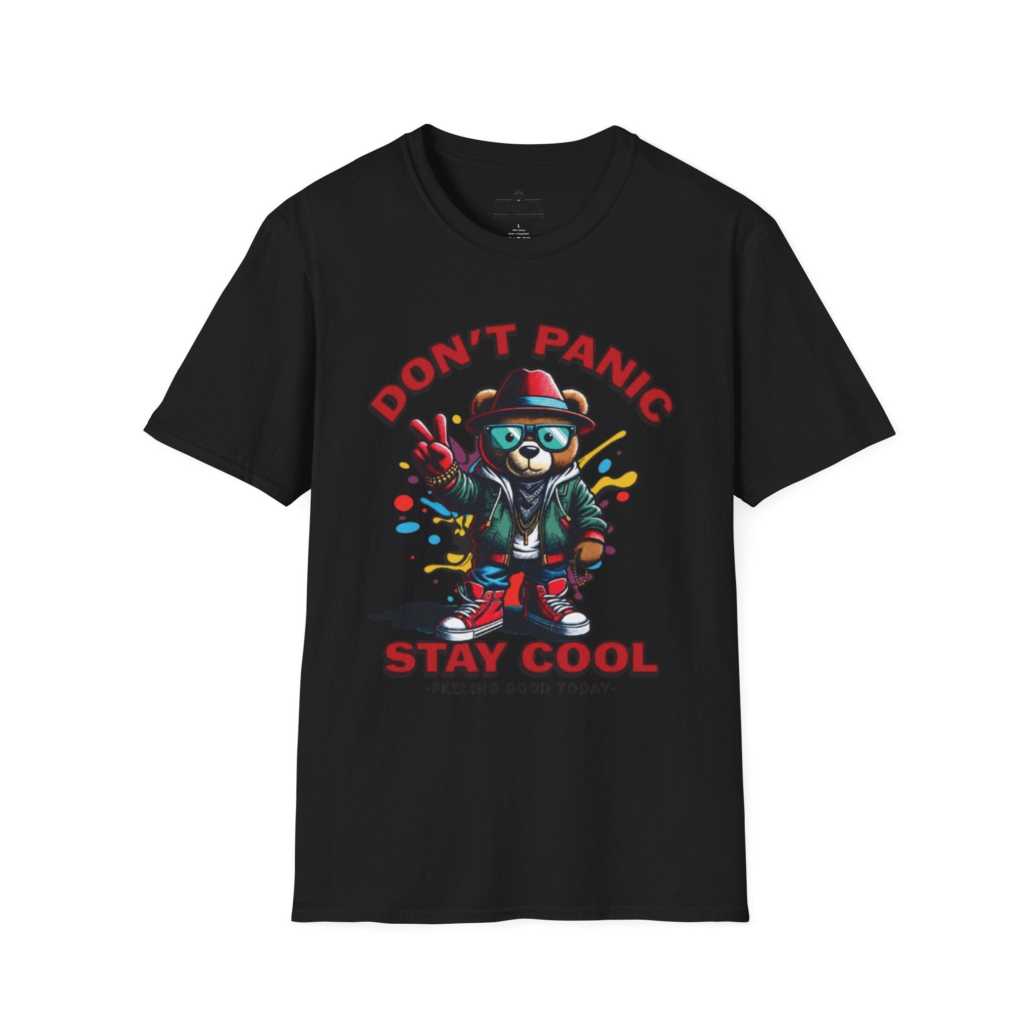 Don't Panic Stay Cool T-Shirt - Retro Skate Bear Graphic Tee