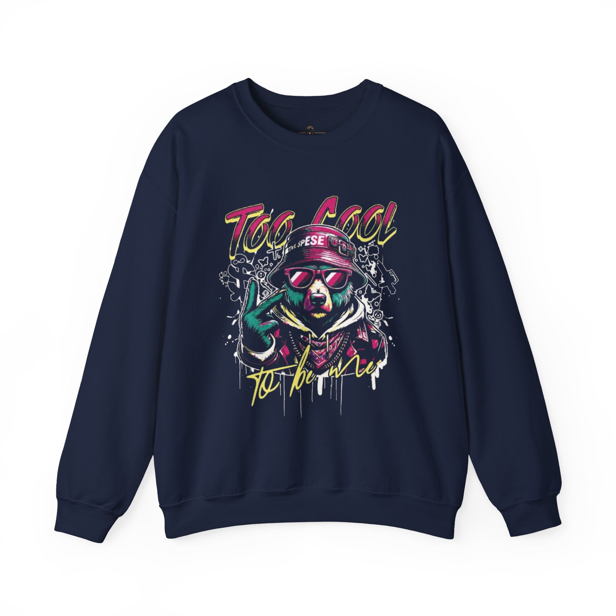 Crewneck Sweatshirt - 'Too Cool to Be Nice' Retro Bear Streetwear