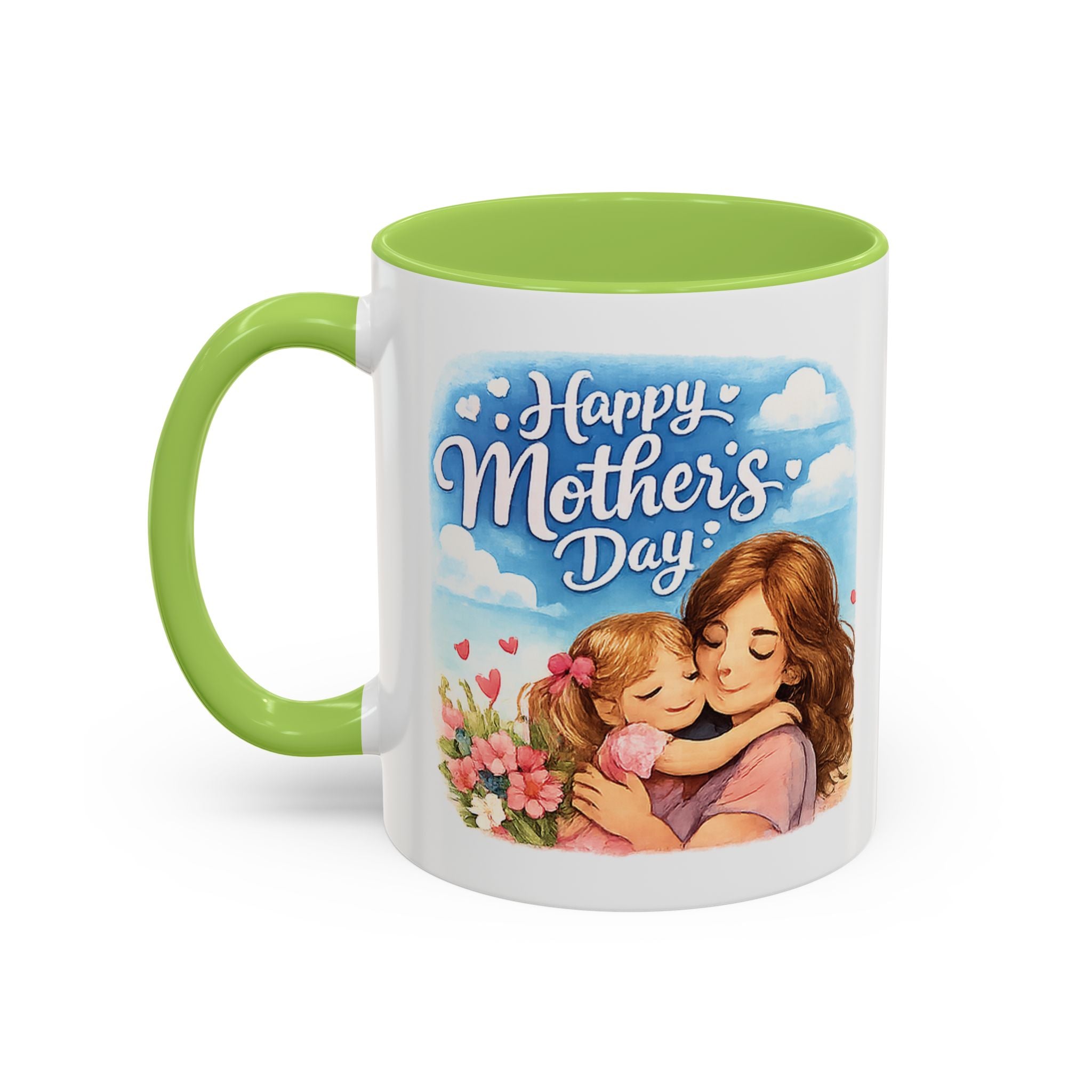 Mother's Day Coffee Mug - "Happy Mother's Day" Mom & Child Floral Accent Mug (11/15oz)