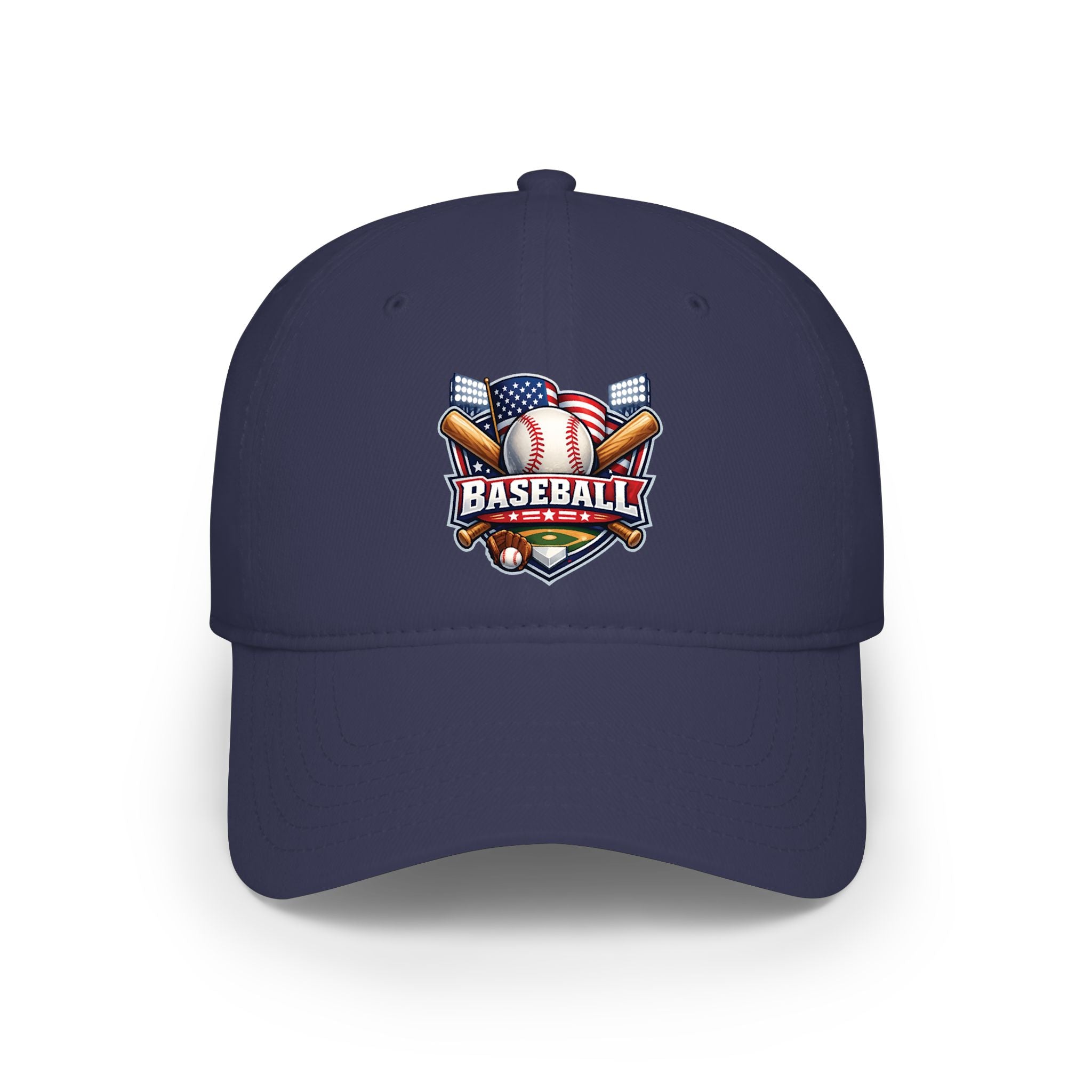 Baseball Emblem Low Profile Cap - Patriotic Baseball Hat