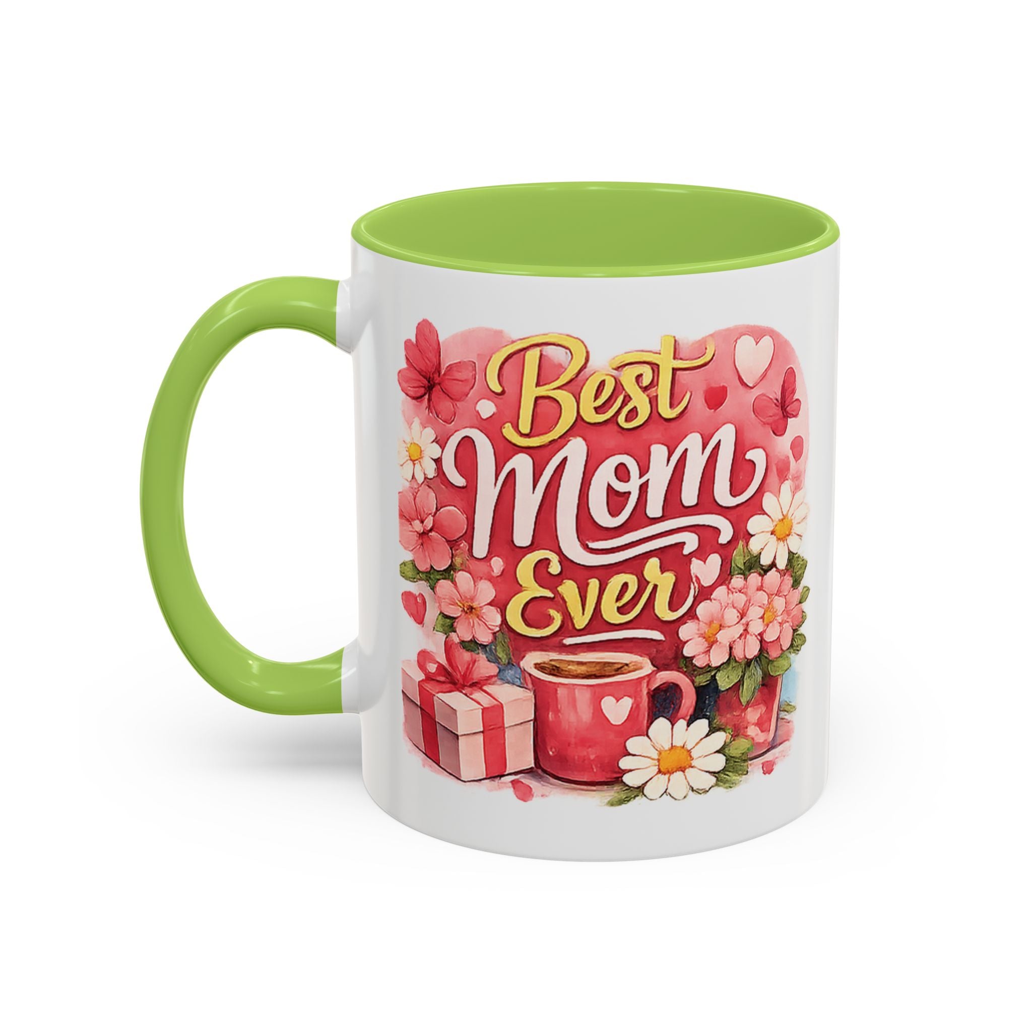 Mother's Day Coffee Mug - Happy Mother's Day Mom Gift with Floral Illustration (11/15oz)