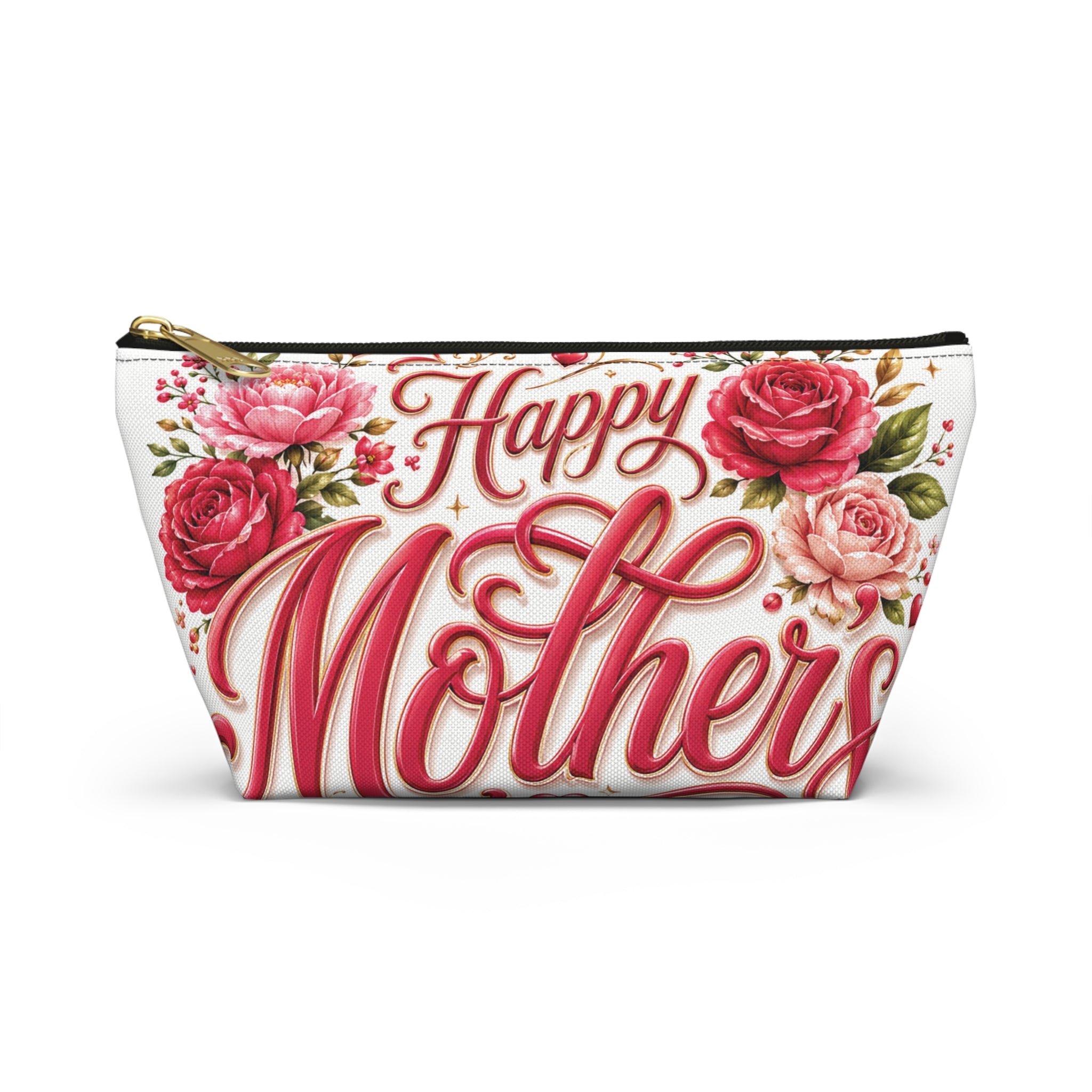 Mother’s Day Accessory Pouch - “Happy Mothers Day • Best Mom Ever” Floral Cosmetic Bag