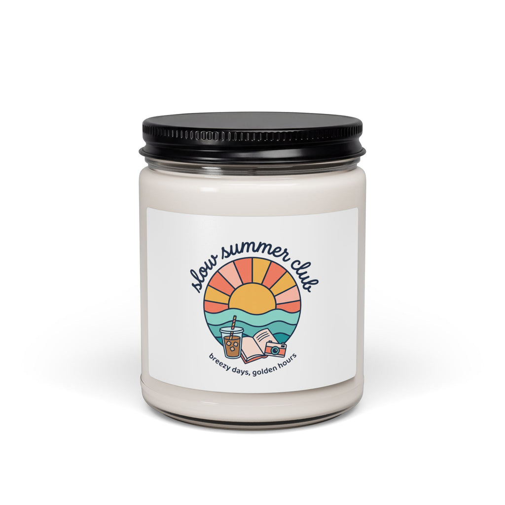 sunny retro coastal label Candle | summer aesthetic, pastel vibes