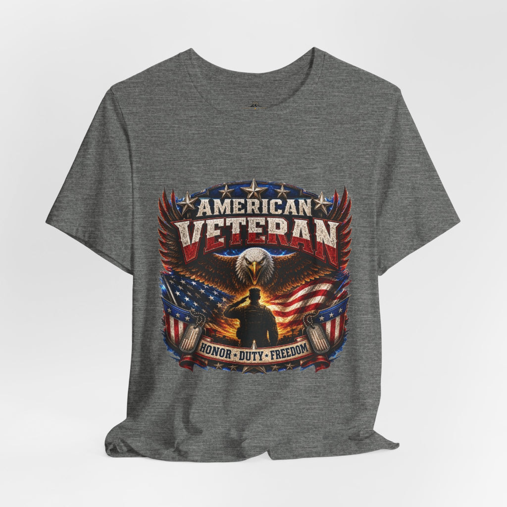 American Veteran T-Shirt - Honor Duty Freedom Patriotic Tee
