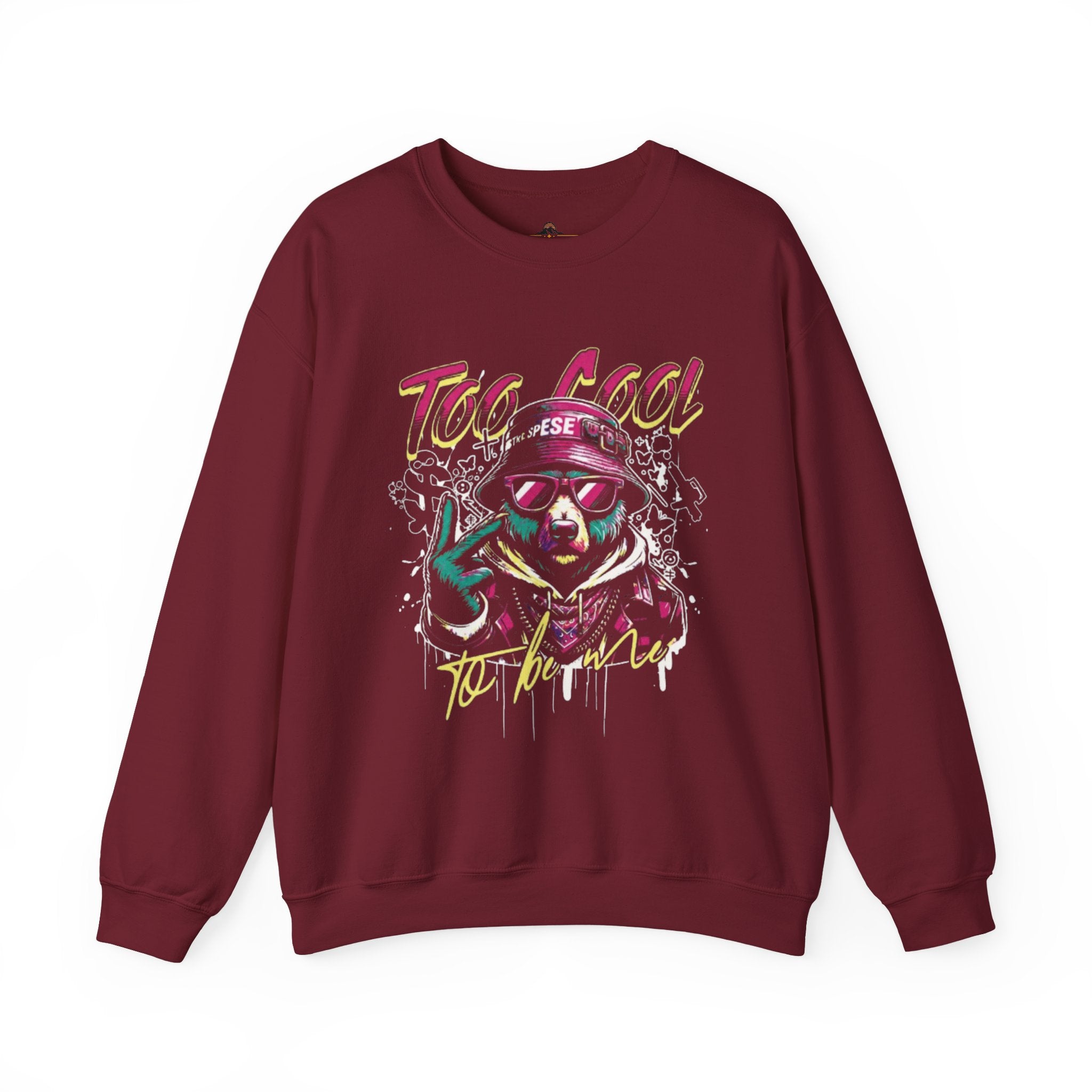 Crewneck Sweatshirt - 'Too Cool to Be Nice' Retro Bear Streetwear
