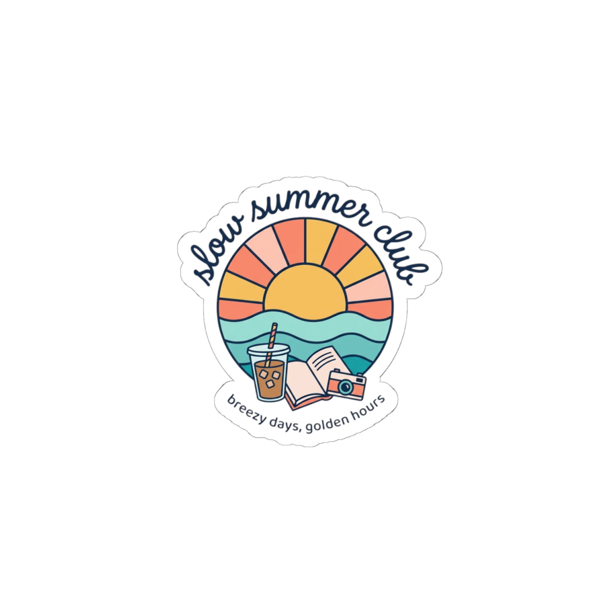 slow summer club Kiss-Cut Stickers | summer aesthetic, pastel coastal vibes