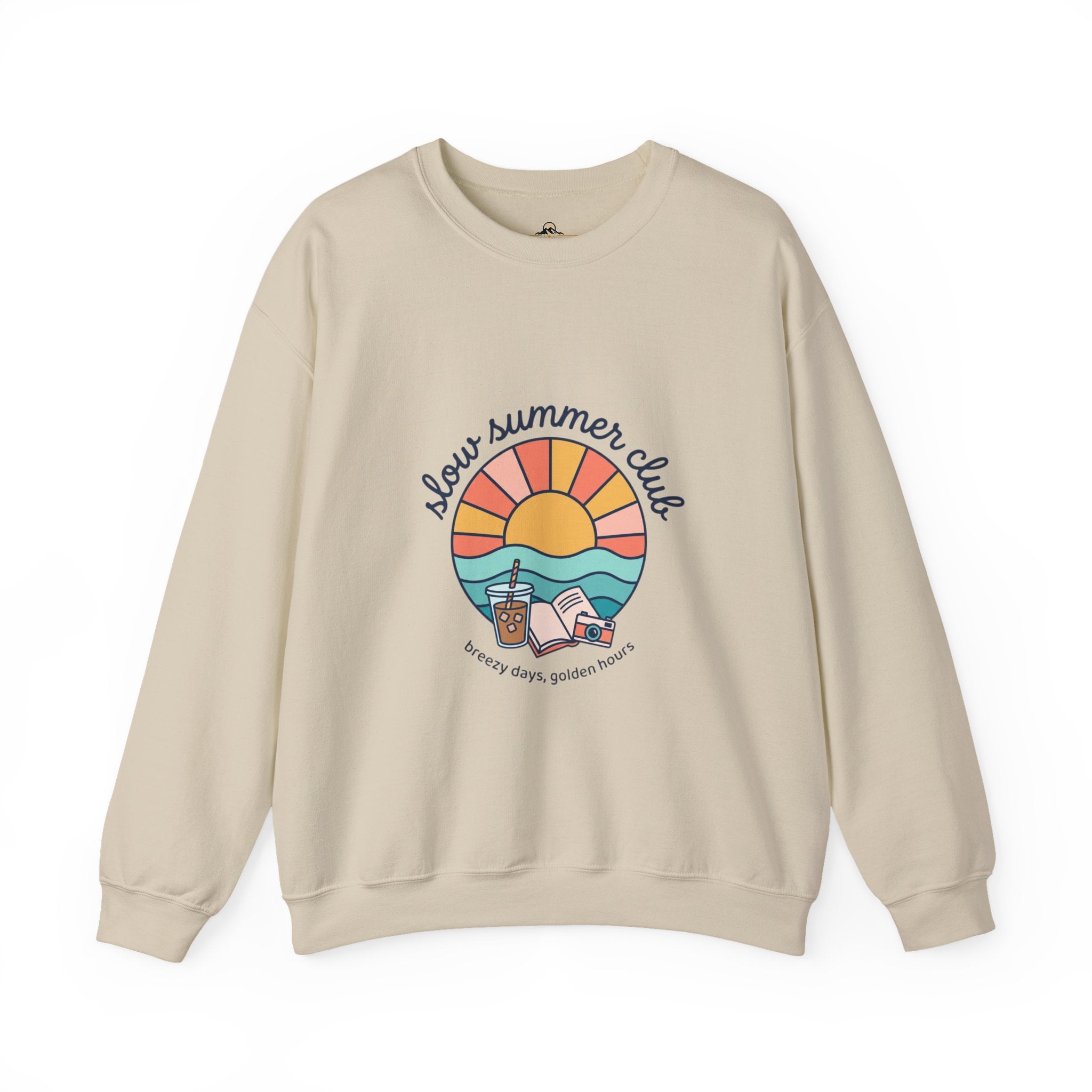 sunset beach crest Crewneck Sweatshirt | summer aesthetic, retro pastel