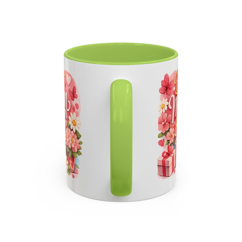 Mother's Day Coffee Mug - Happy Mother's Day Mom Gift with Floral Illustration (11/15oz)