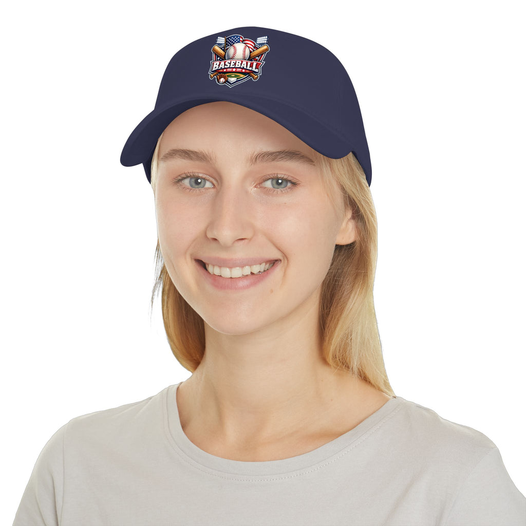 Baseball Emblem Low Profile Cap - Patriotic Baseball Hat