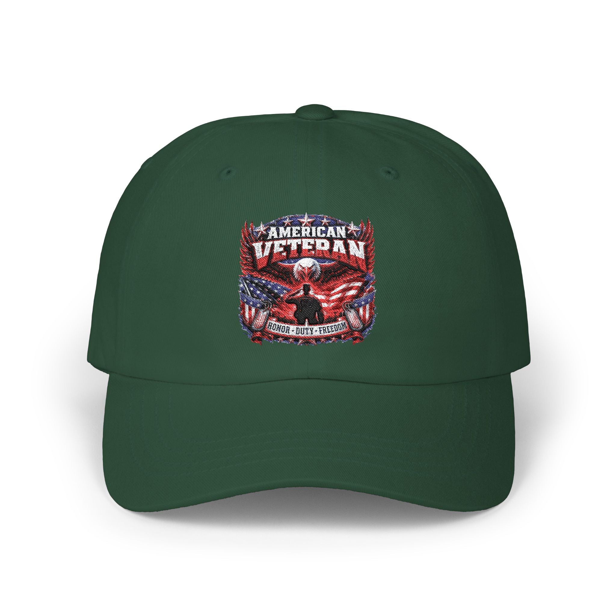 American Veteran Dad Cap - Patriotic Flag Embroidered Baseball Hat
