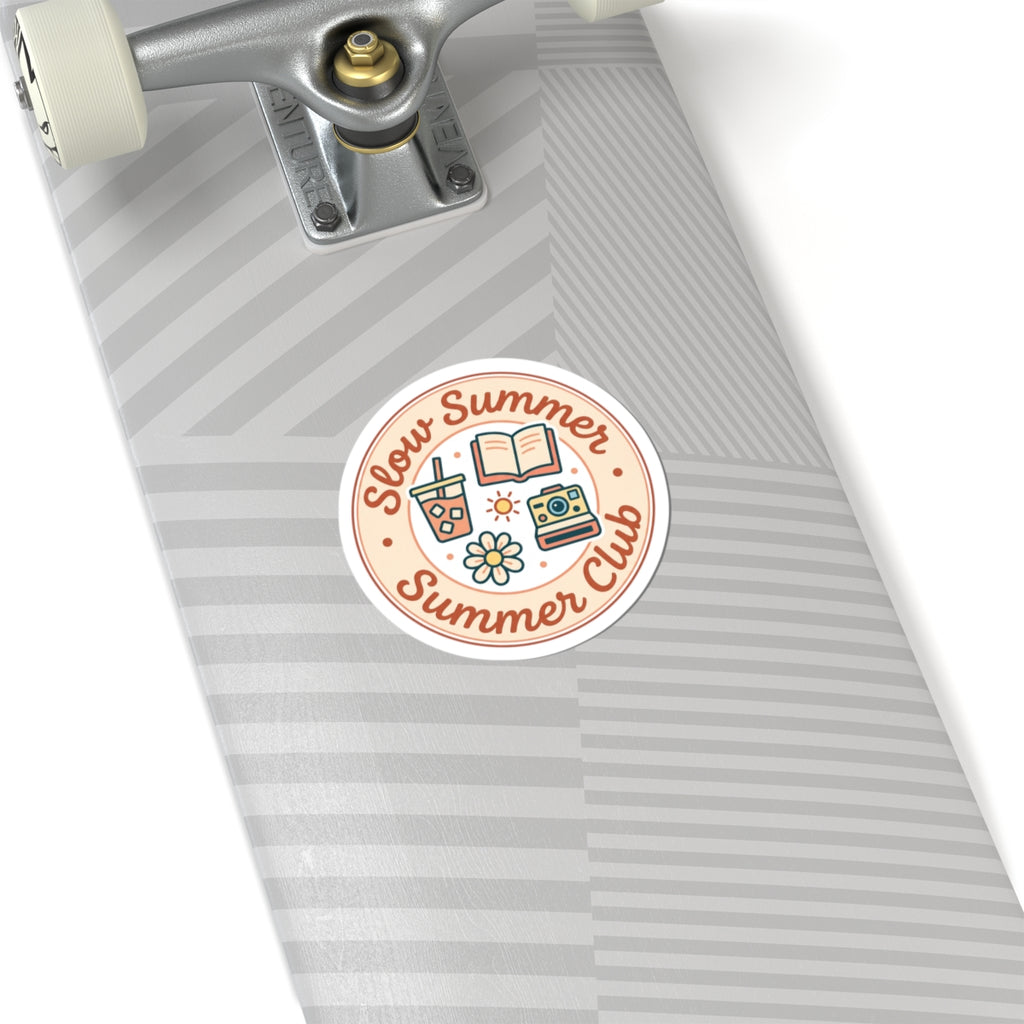 Slow Summer Club Kiss-Cut Stickers | summer aesthetic, pastel coastal vibes