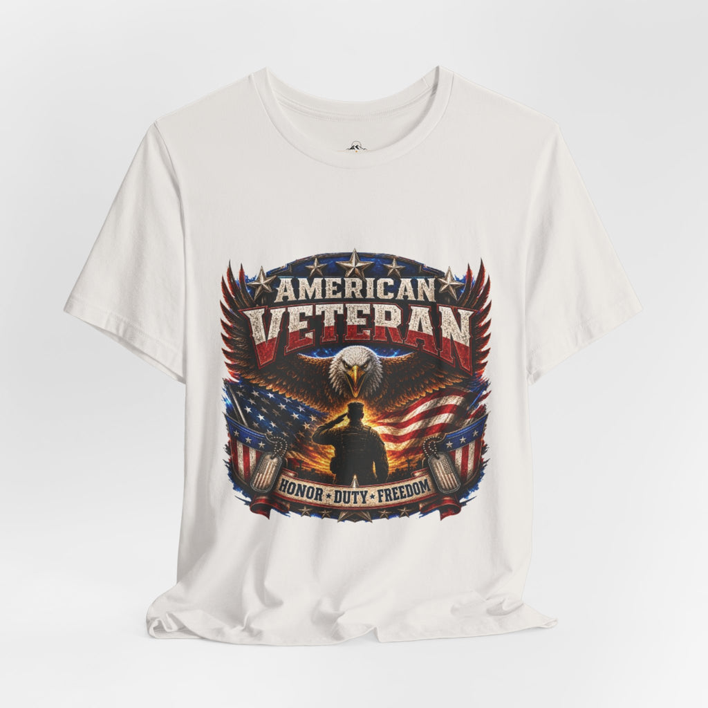 American Veteran T-Shirt - Honor Duty Freedom Patriotic Tee