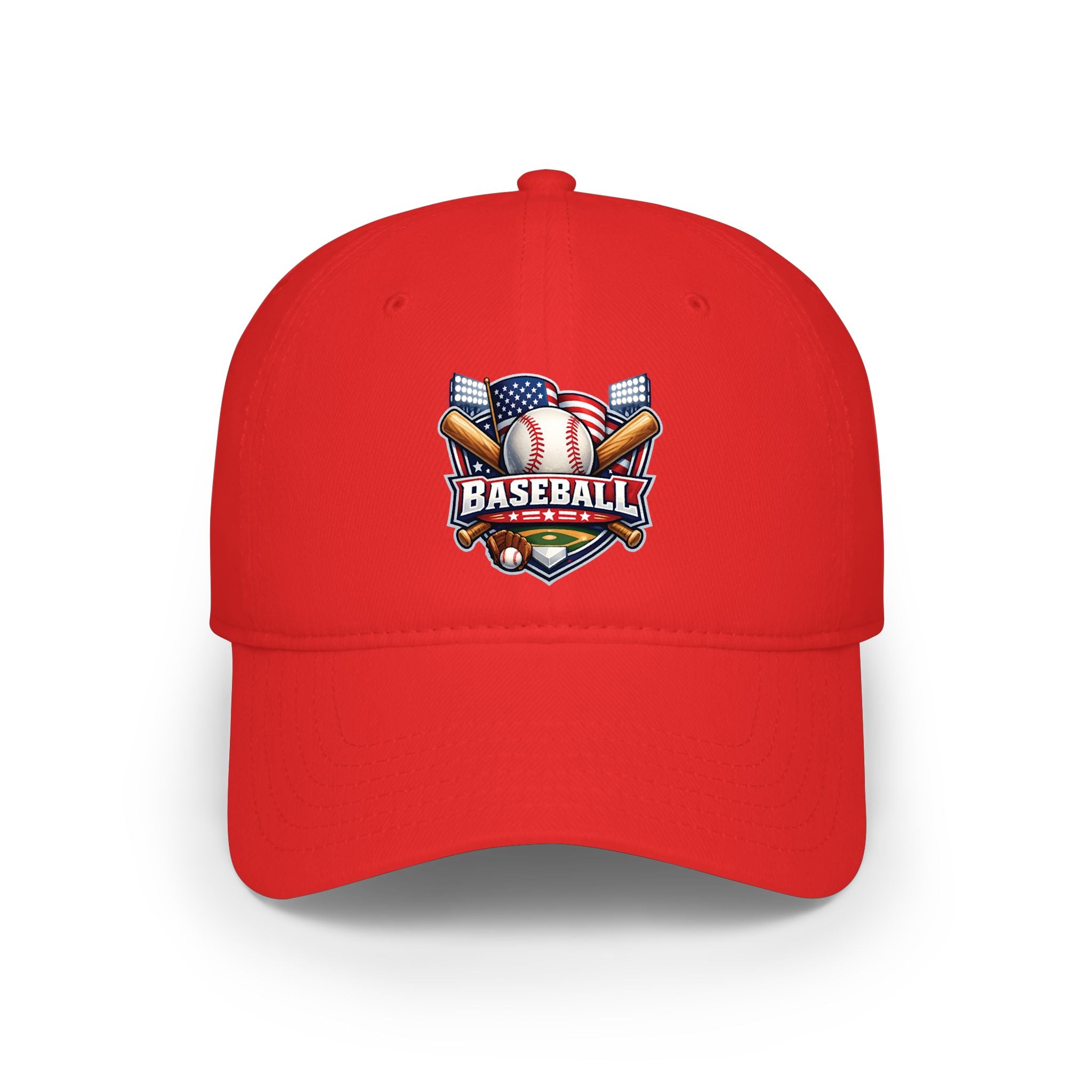 Baseball Emblem Low Profile Cap - Patriotic Baseball Hat