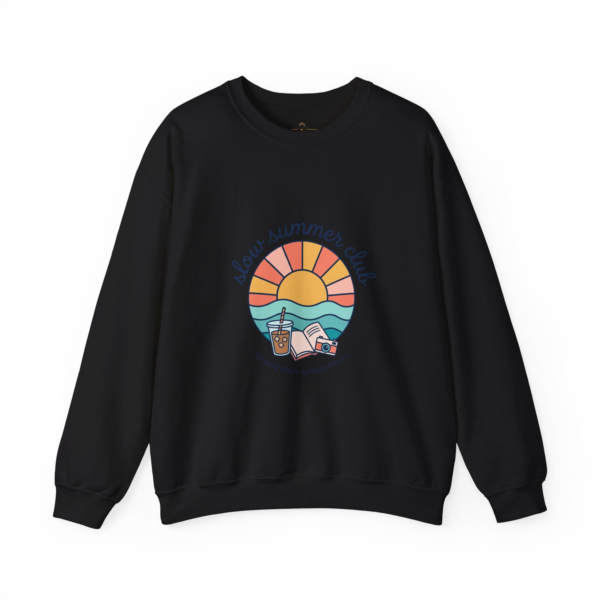 sunset beach crest Crewneck Sweatshirt | summer aesthetic, retro pastel