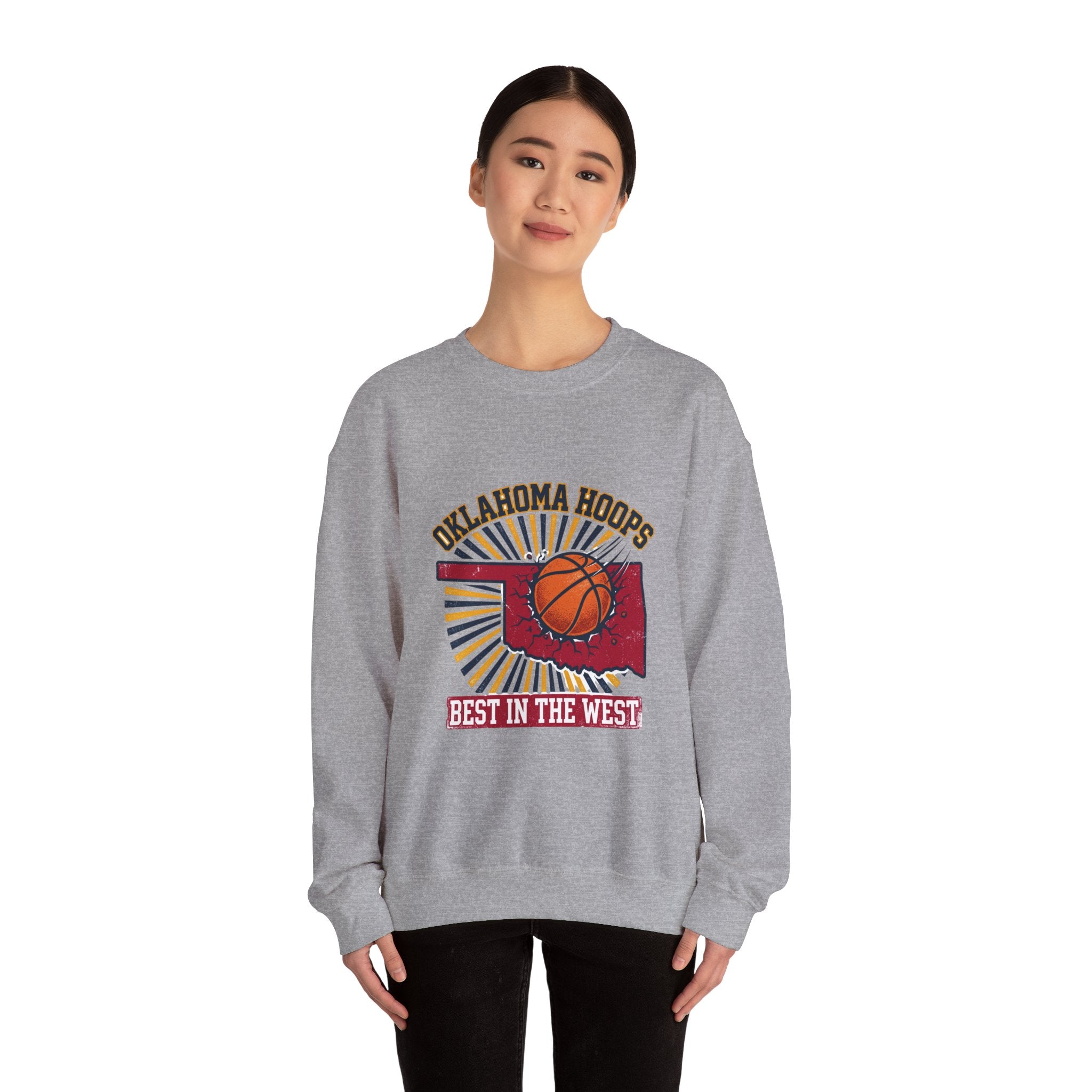 Oklahoma Hoops Crewneck Sweatshirt | Best in the West, OKC Pride, Vintage Distressed