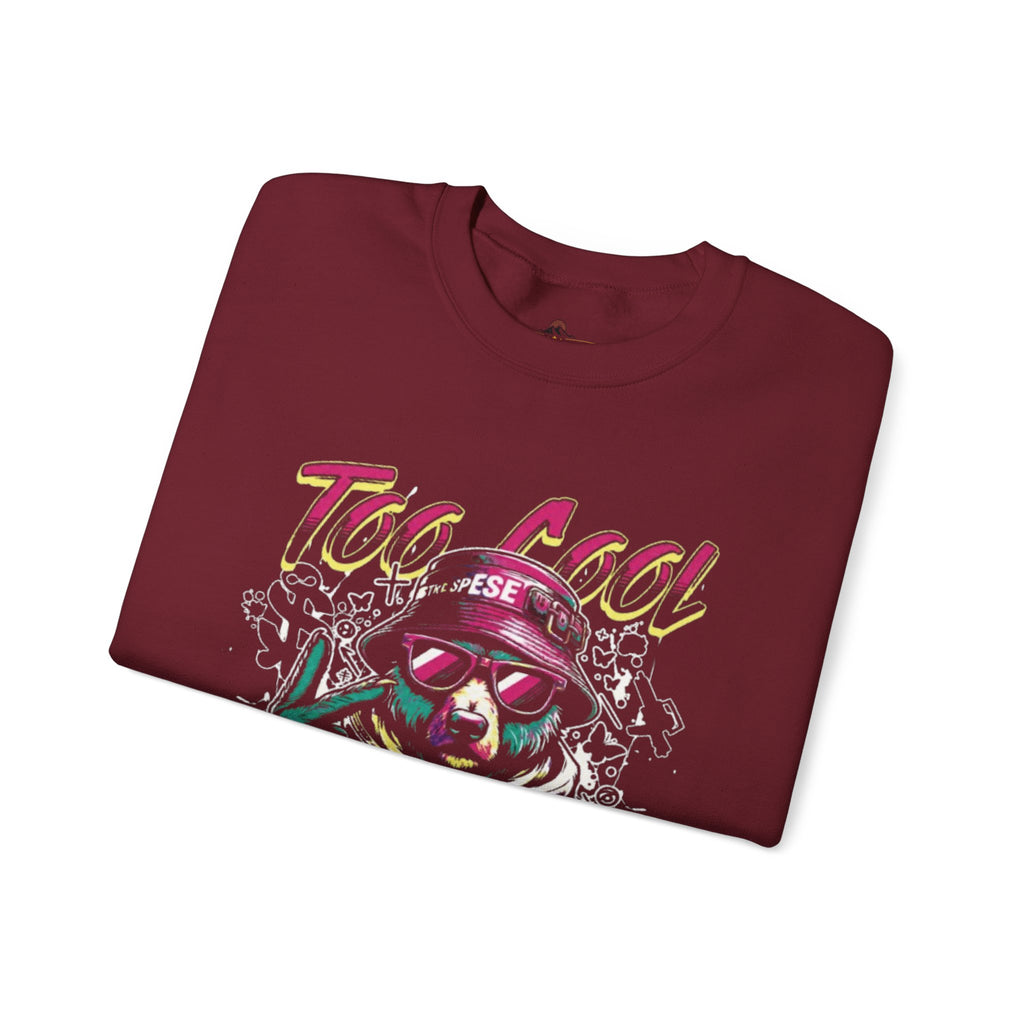 Crewneck Sweatshirt - 'Too Cool to Be Nice' Retro Bear Streetwear
