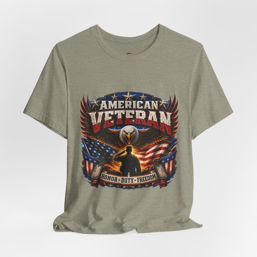 American Veteran T-Shirt - Honor Duty Freedom Patriotic Tee