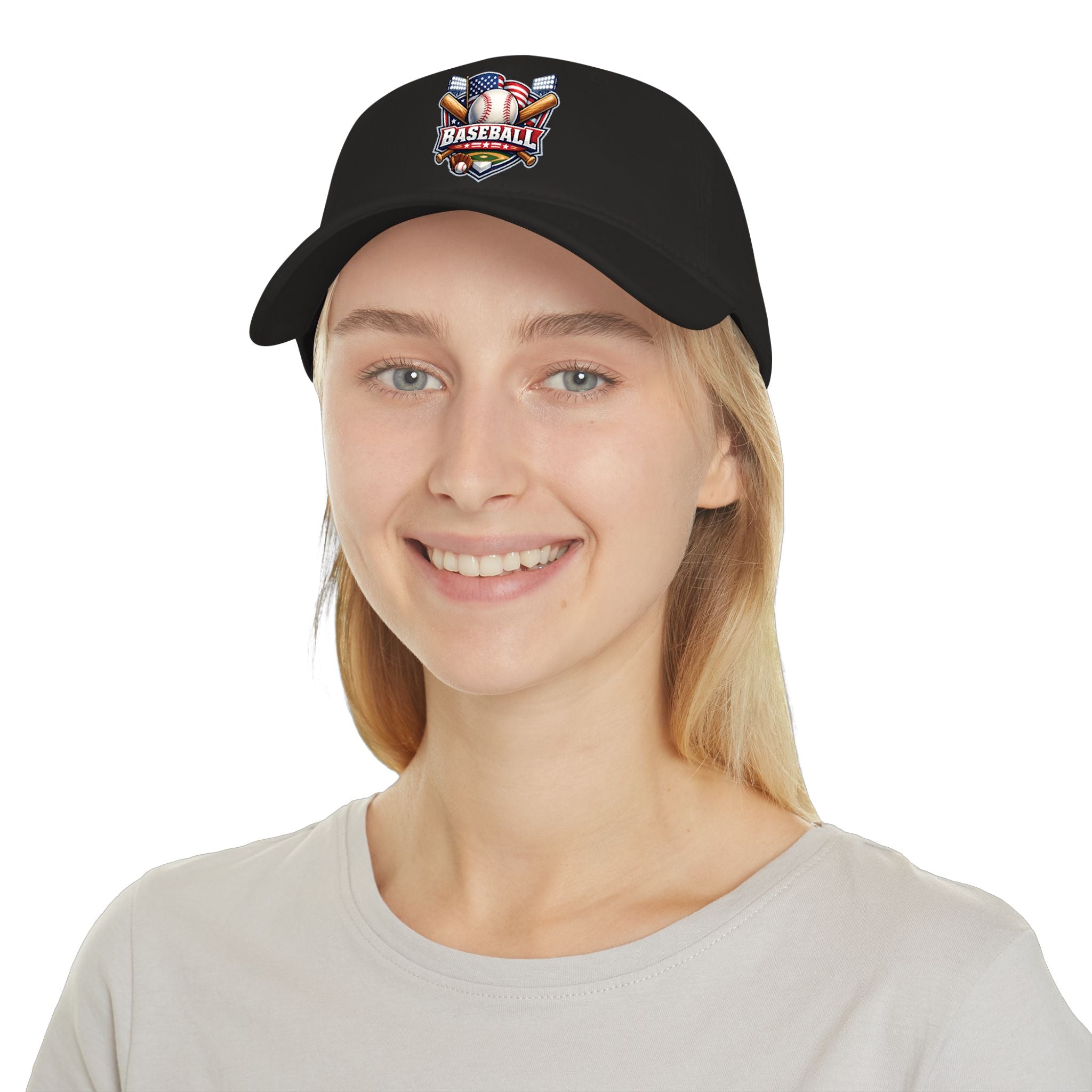 Baseball Emblem Low Profile Cap - Patriotic Baseball Hat