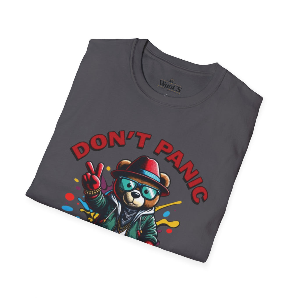 Don't Panic Stay Cool T-Shirt - Retro Skate Bear Graphic Tee