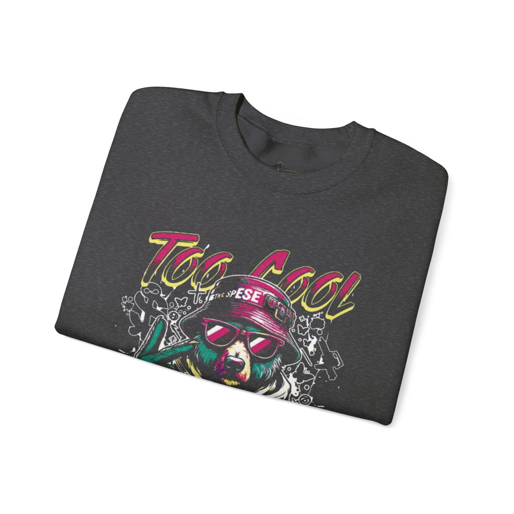 Crewneck Sweatshirt - 'Too Cool to Be Nice' Retro Bear Streetwear
