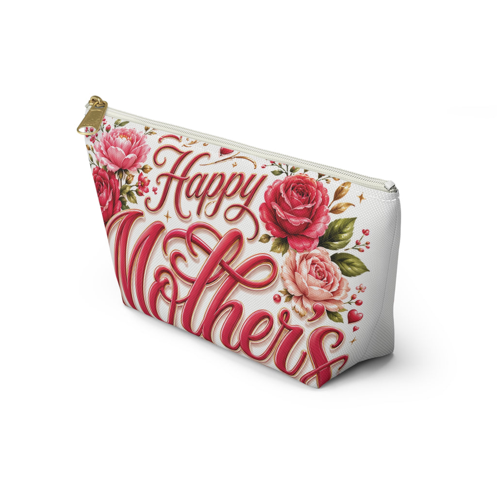Mother’s Day Accessory Pouch - “Happy Mothers Day • Best Mom Ever” Floral Cosmetic Bag