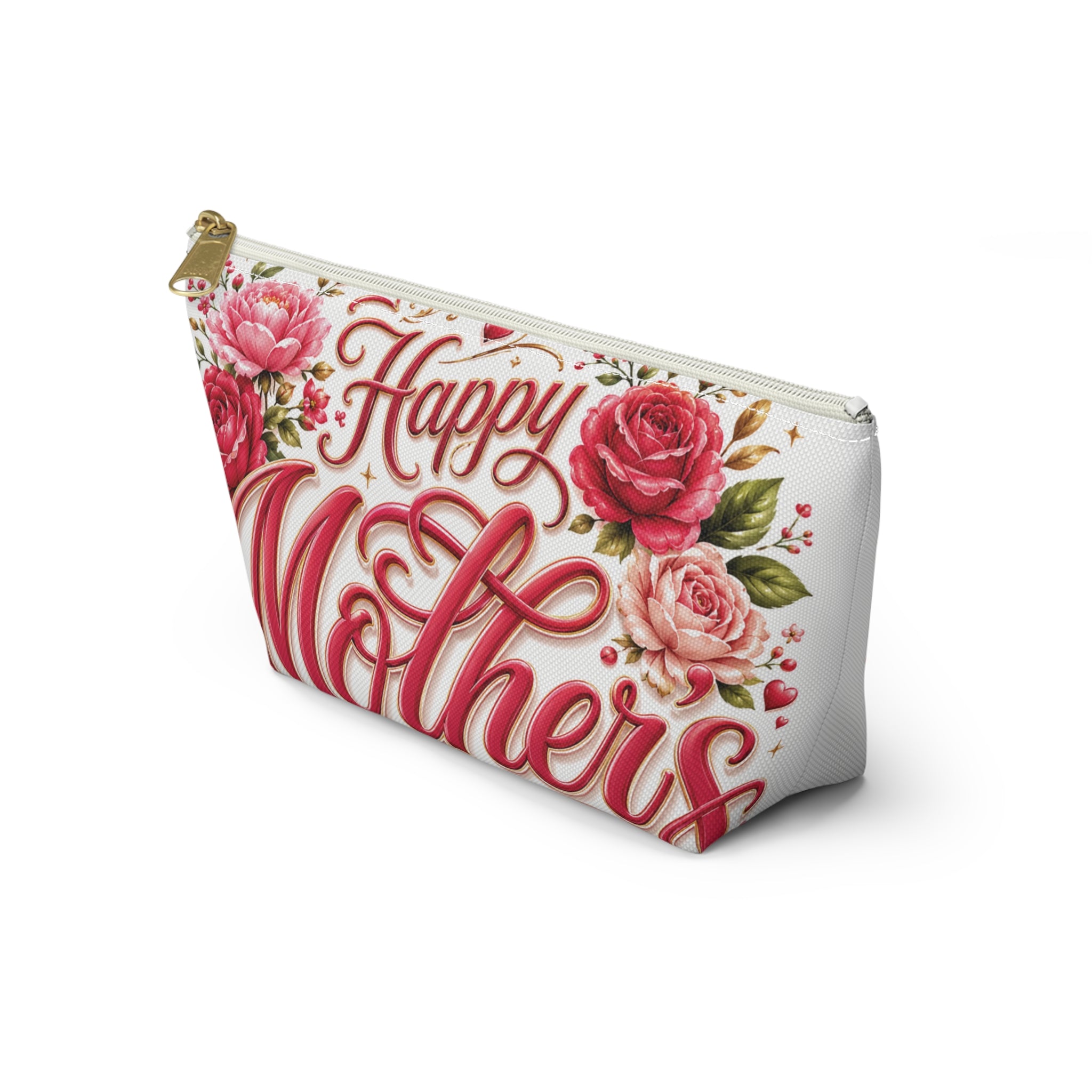 Mother’s Day Accessory Pouch - “Happy Mothers Day • Best Mom Ever” Floral Cosmetic Bag